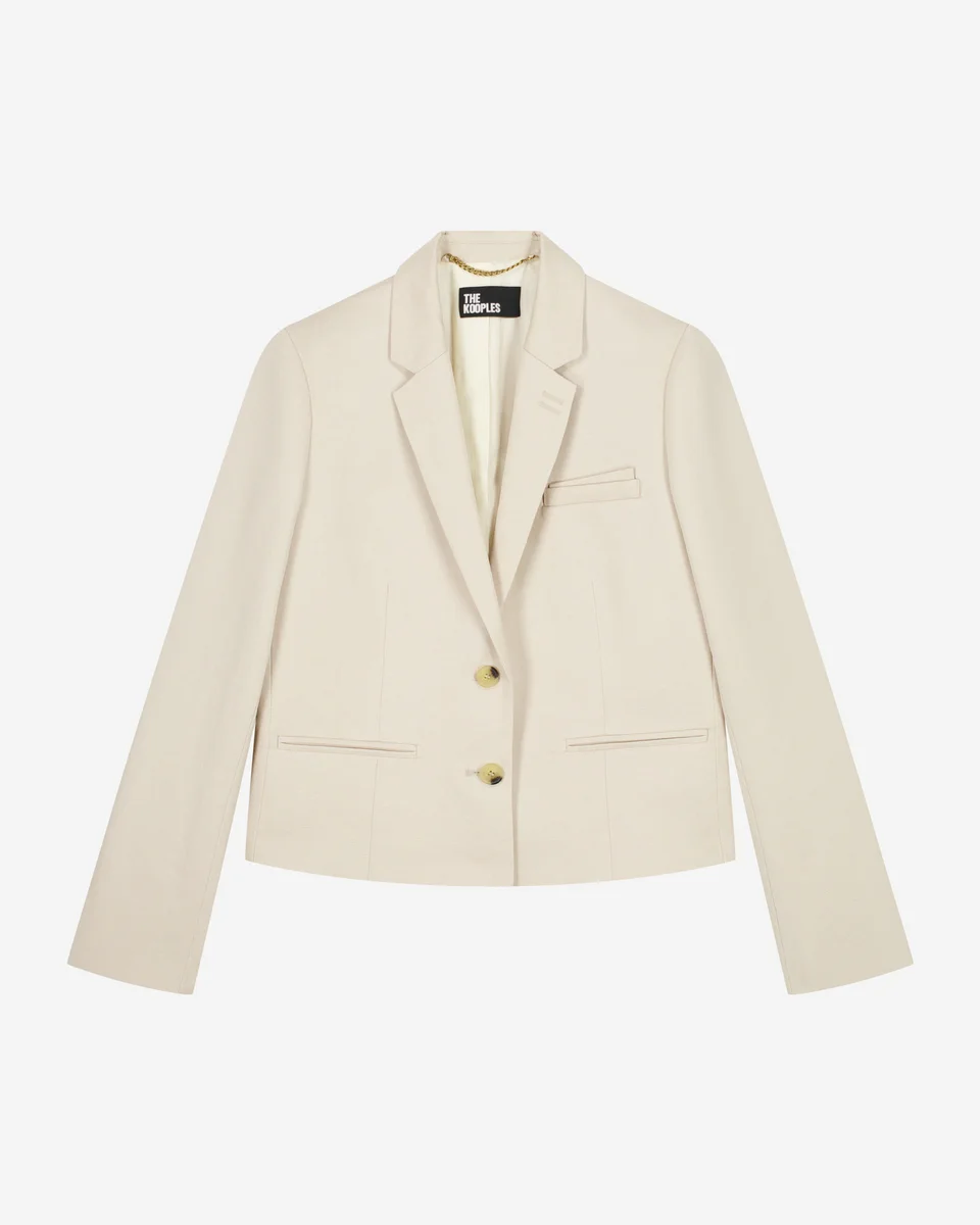 SHORT SUIT JACKET IN BEIGE LINEN AND COTTON - 1