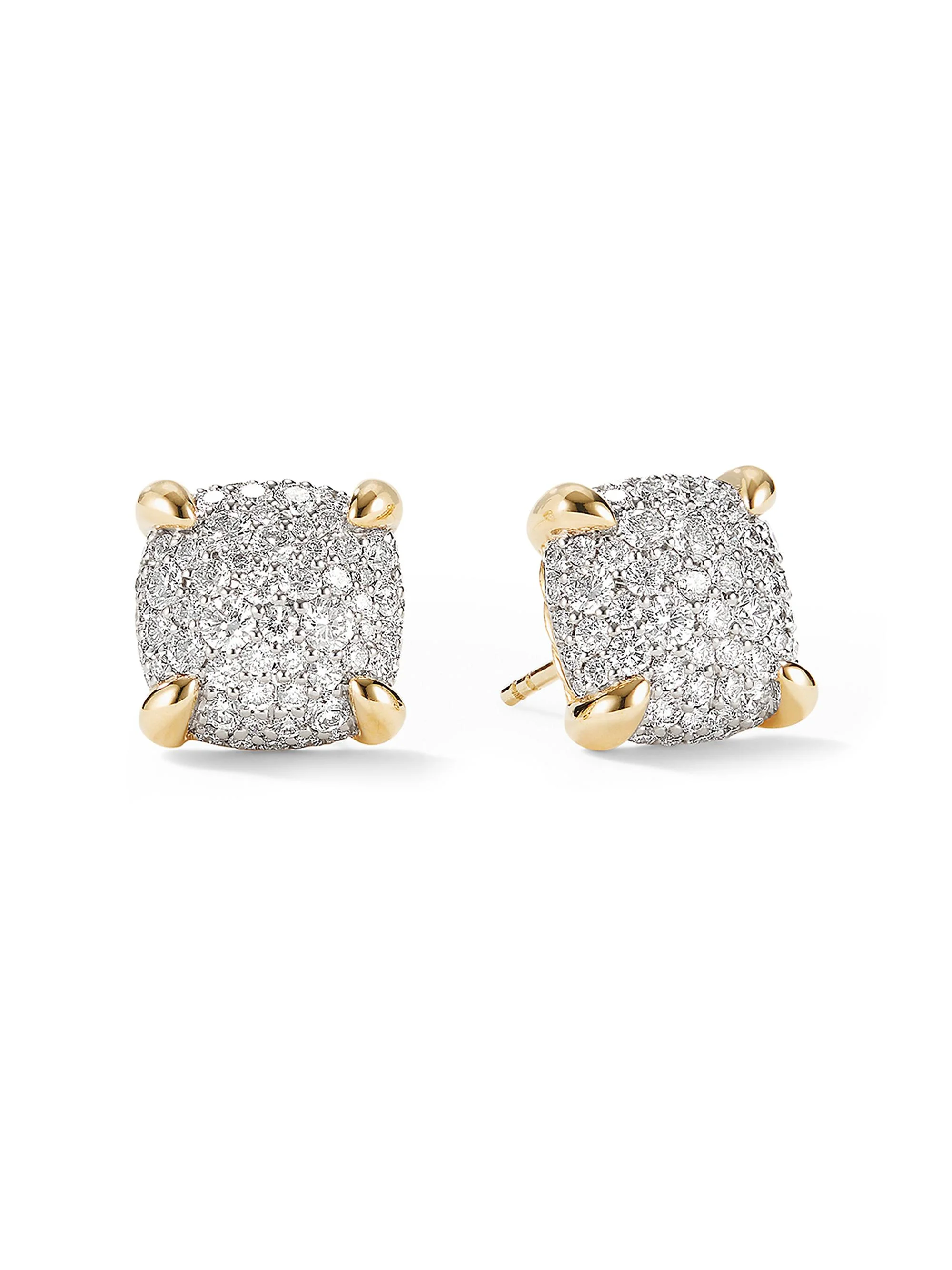 Women's Chatelaine Stud Earrings in 18K Yellow Gold with Pavé Diamonds, 11MM - Diamond - 1