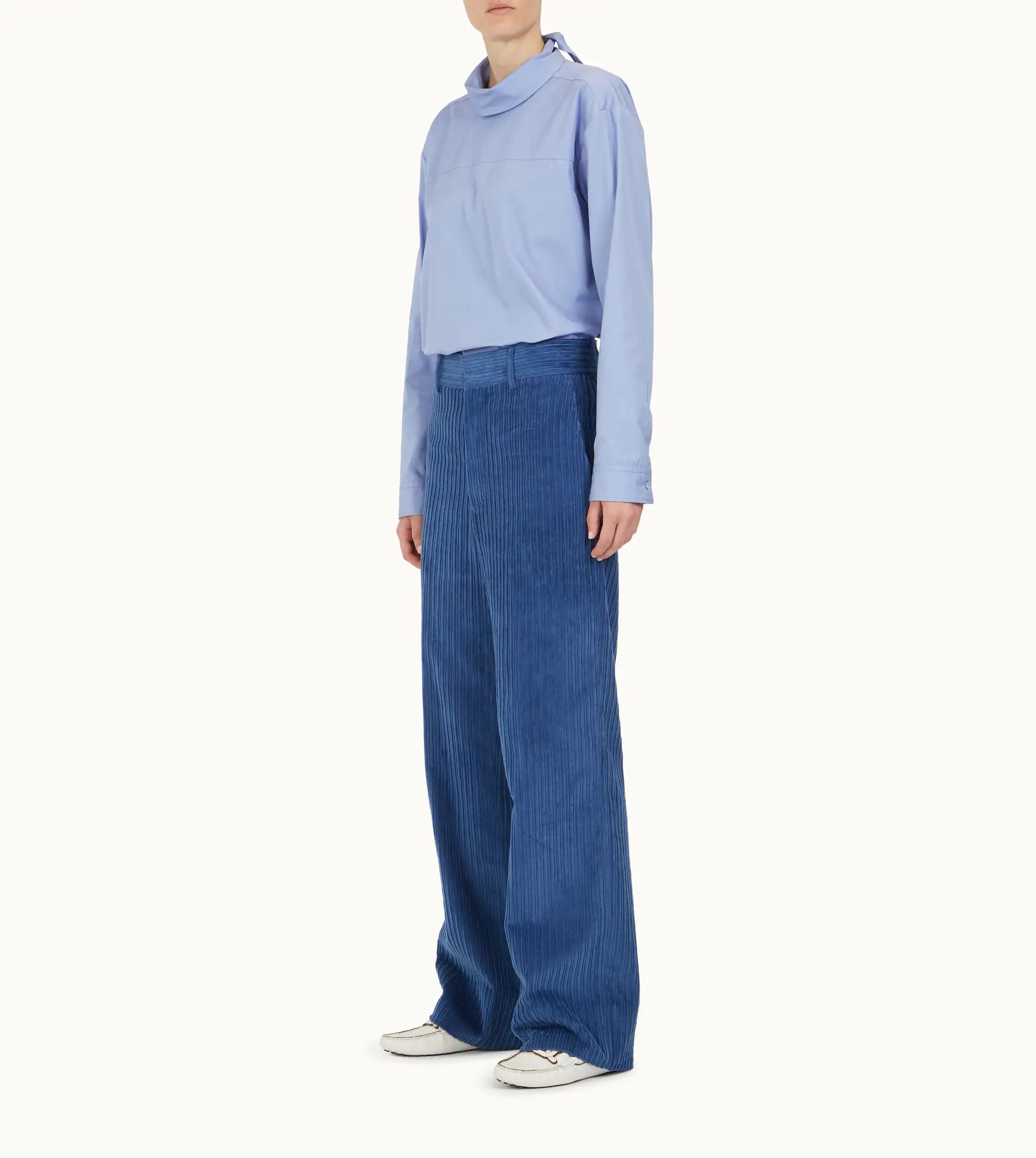 TROUSERS IN VELVET - BLUE - 2