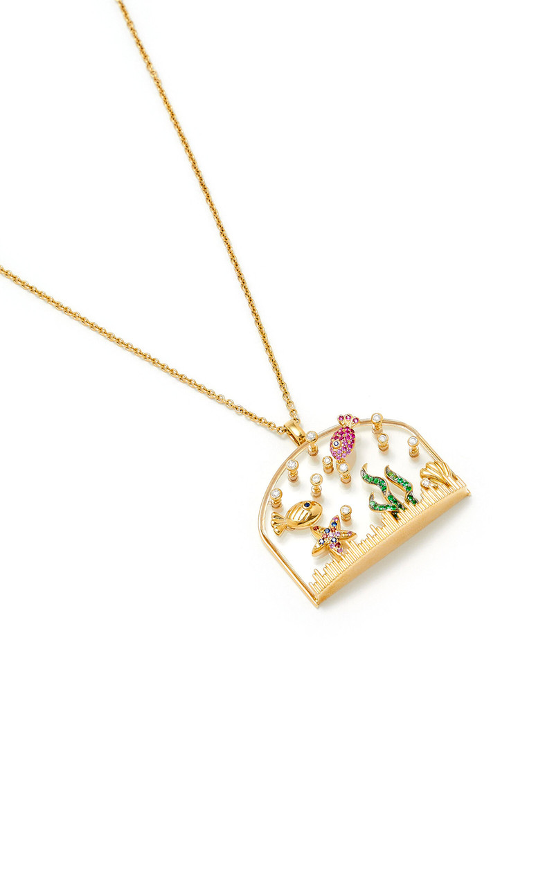 Yvonne Léon Aquarium 9K Yellow Gold Multi-Stone Pendant gold outlook