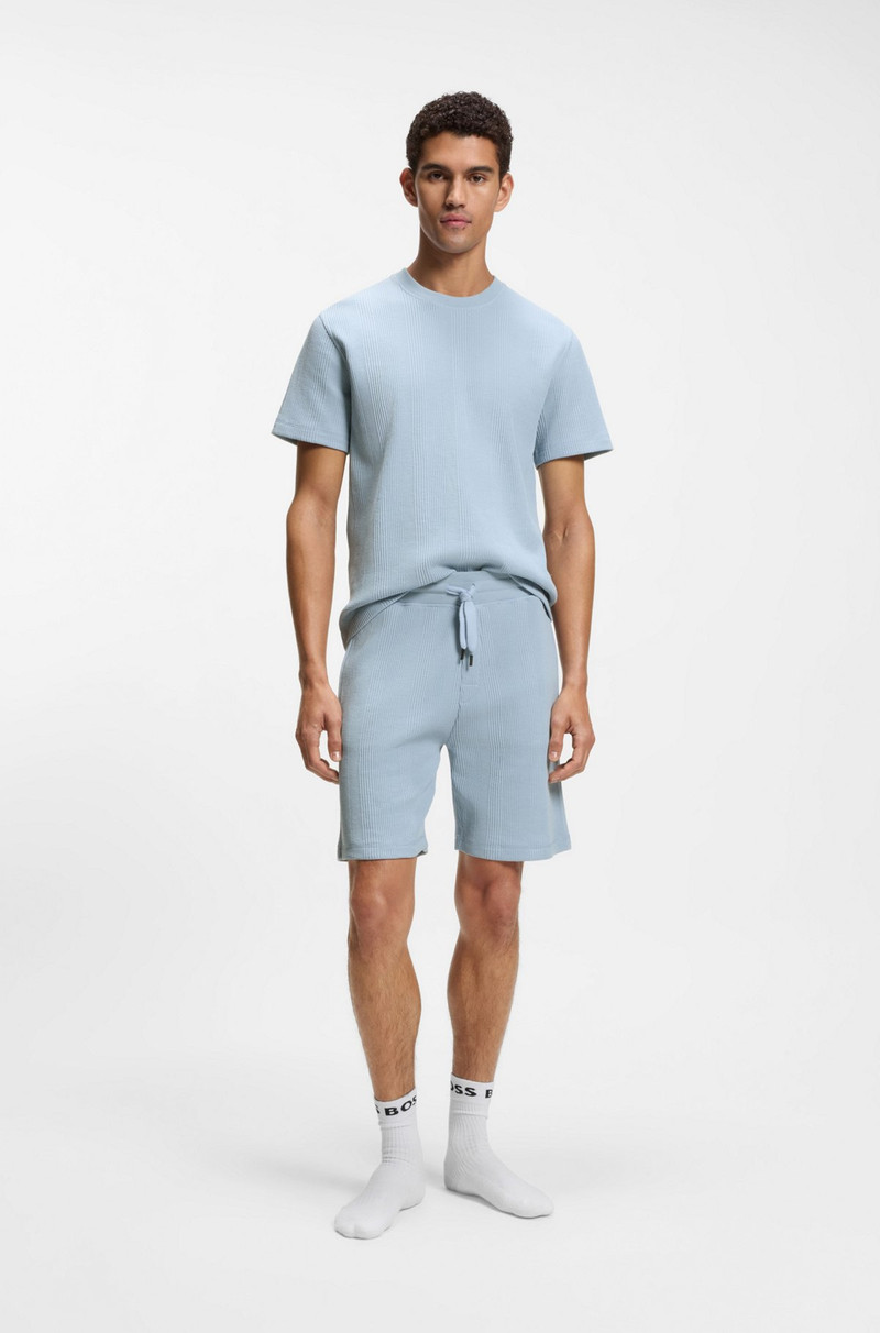BOSS COTTON-BLEND SHORTS WITH WAFFLE TEXTURE outlook