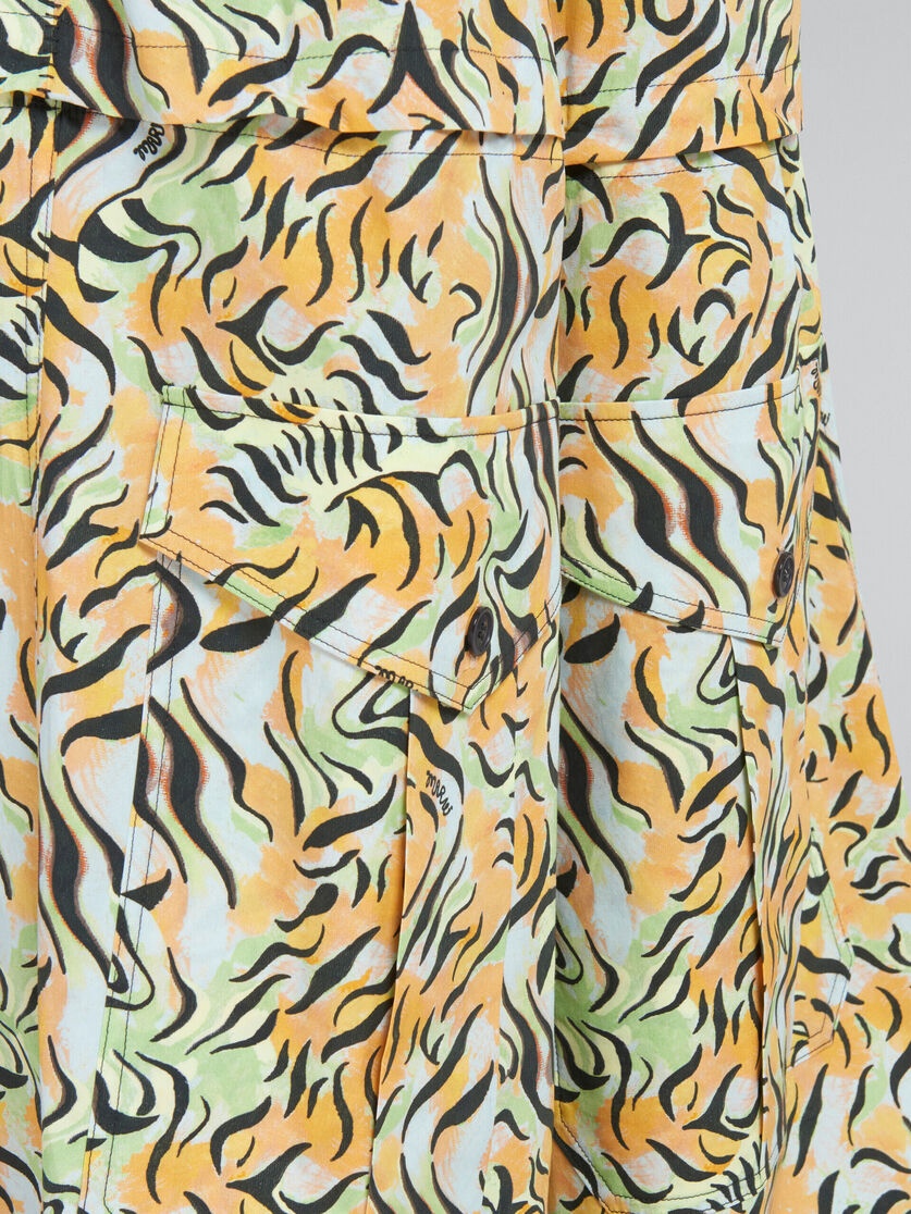ORANGE AND GREEN PRINTED ORGANIC POPLIN HYBRID CARGO PANTS - 5