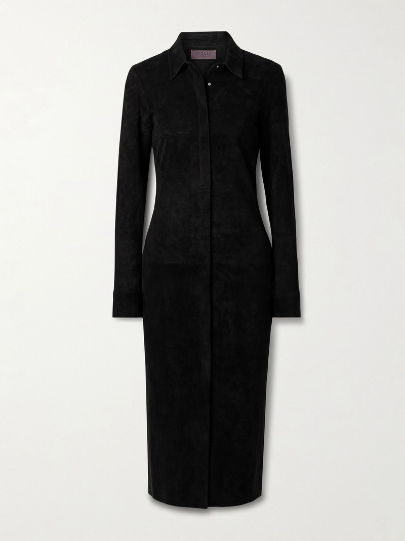 Becky suede midi shirt dress Black 1