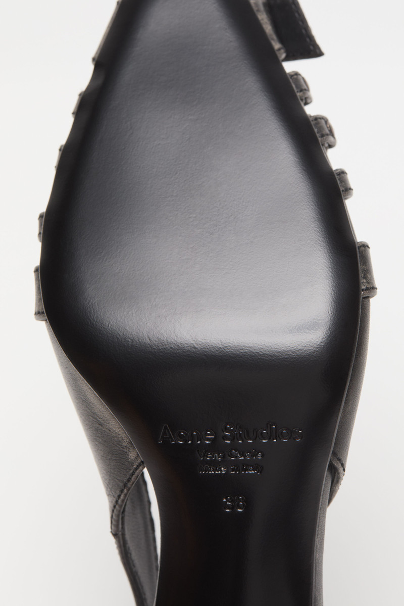 Leather heel slingbacks - Black/white 6