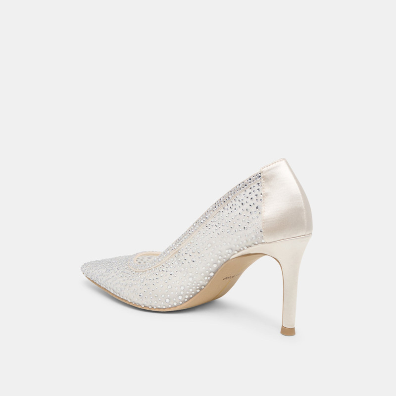 KASHE CRYSTAL HEELS WHITE MESH 5