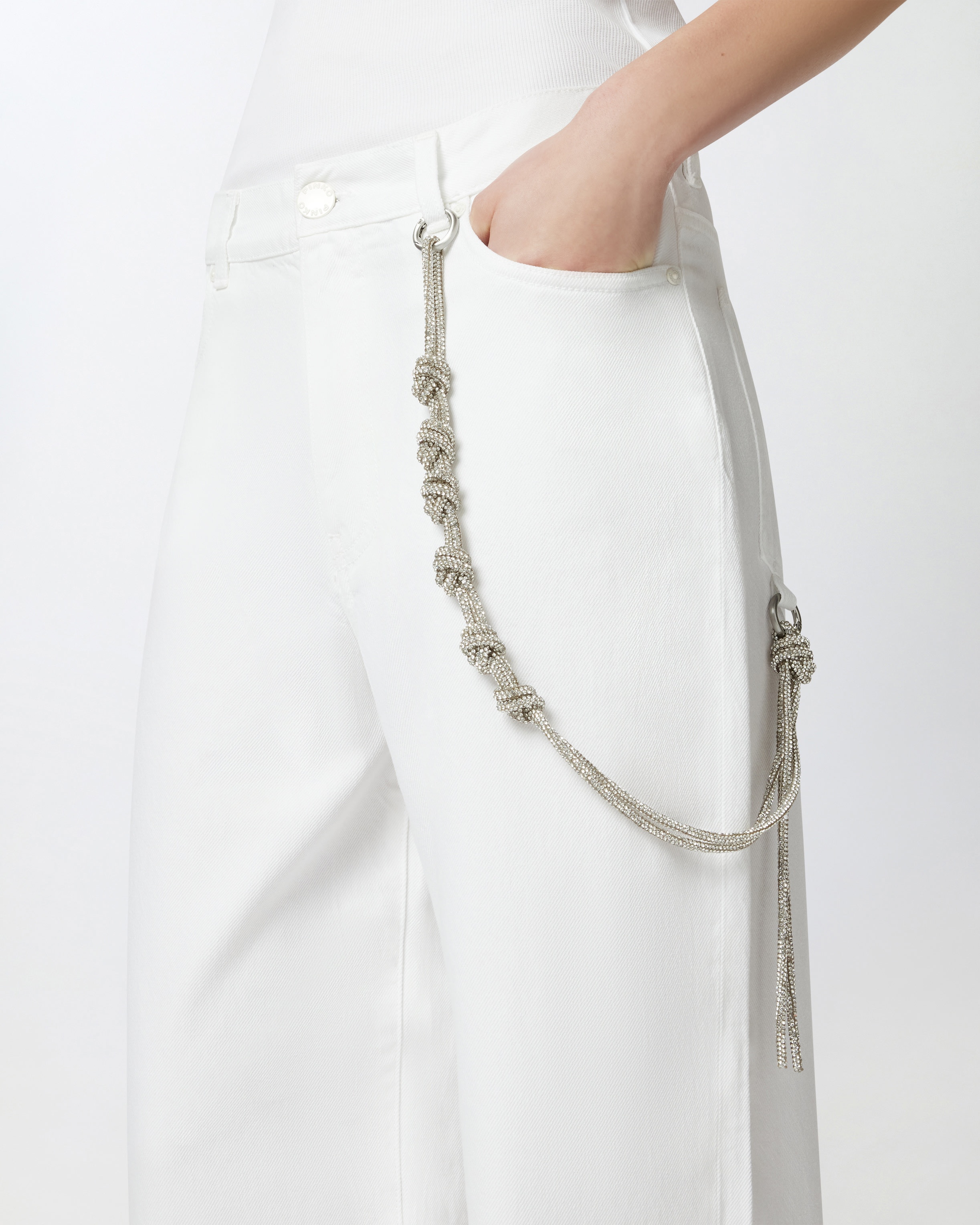 LOOSE WIDE-LEG TROUSERS WITH JEWEL CHAIN - 5