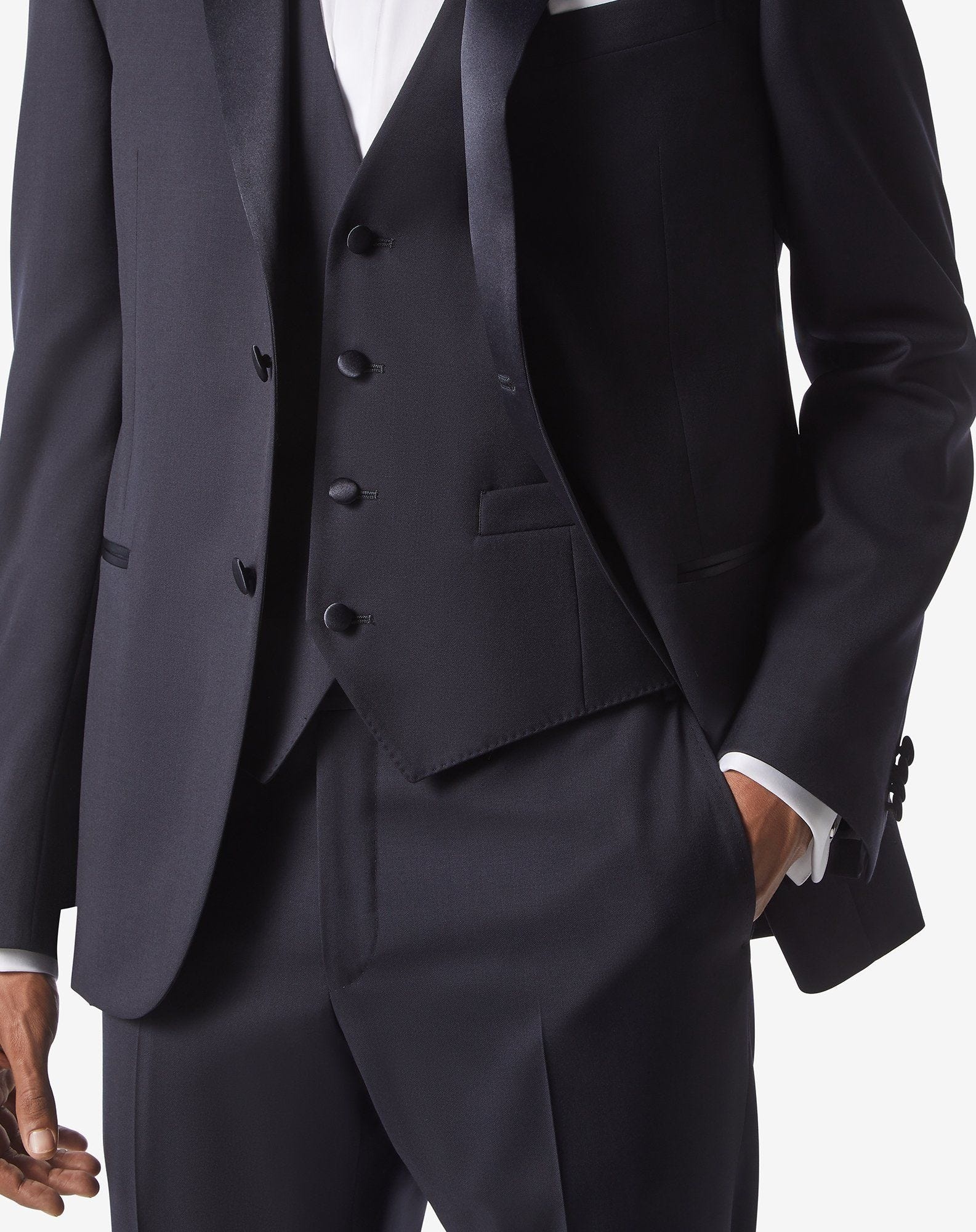 Navy blue S130's wool twill tuxedo - 5