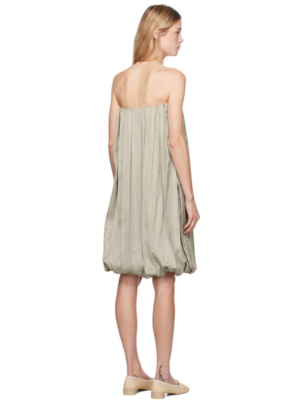 Khaki Gathered Minidress - 3