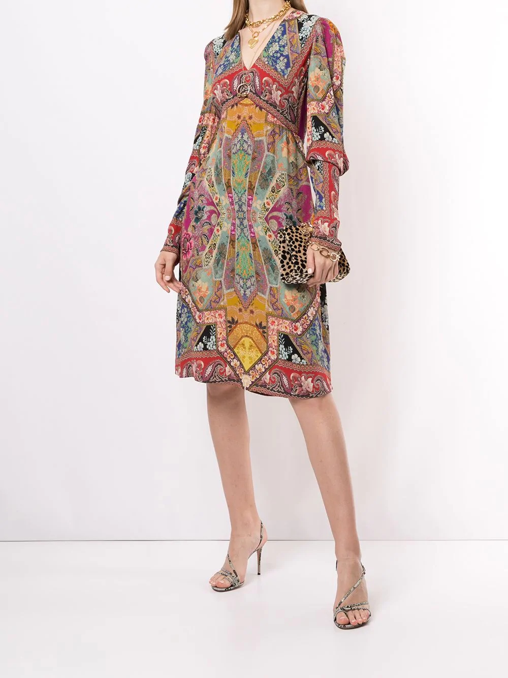 patchwork-print midi dress - 2