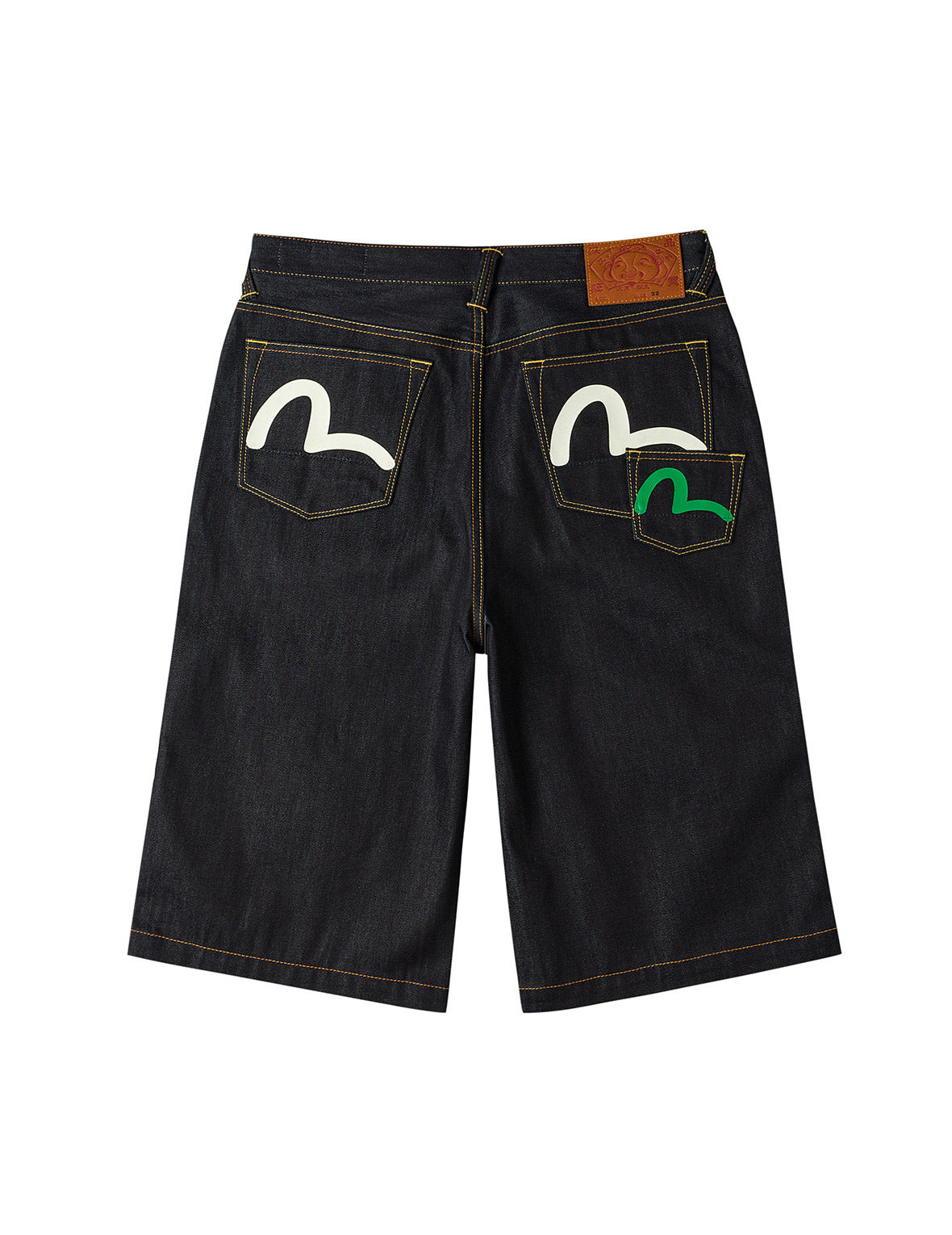 Seagull Print and Multi-Pocket Fashion Fit Denim Shorts - 2