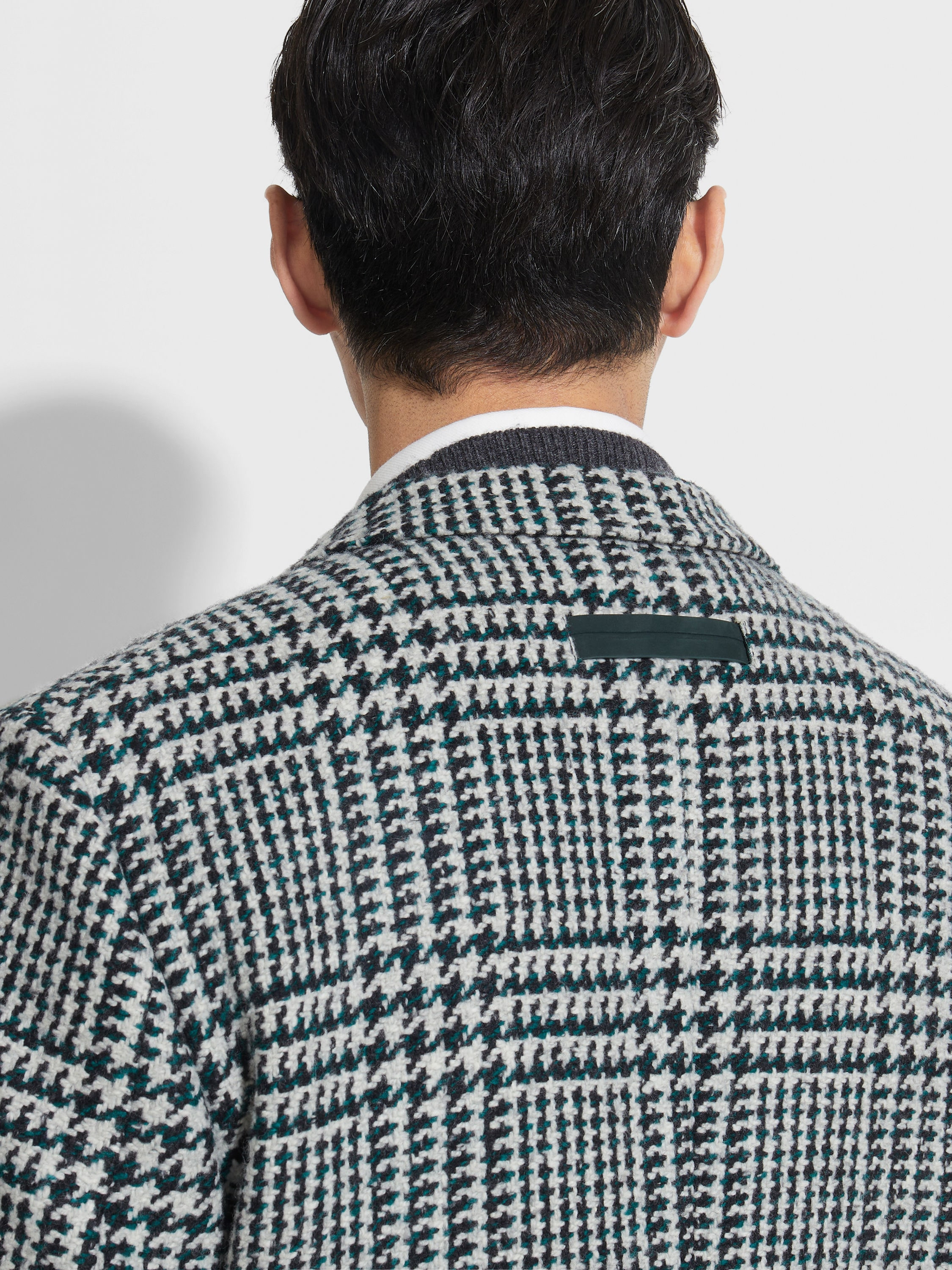 WHITE DARK GREEN AND BLACK WOOL AND CASHMERE JACKET - 3