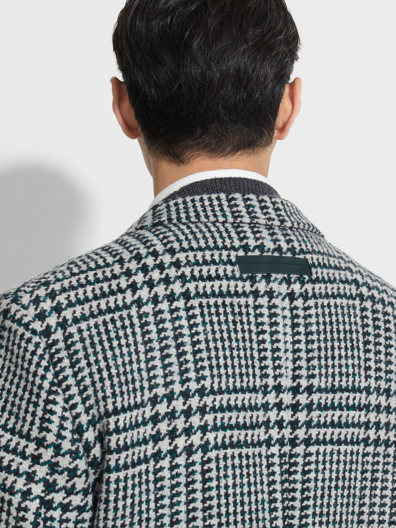 WHITE DARK GREEN AND BLACK WOOL AND CASHMERE JACKET 3