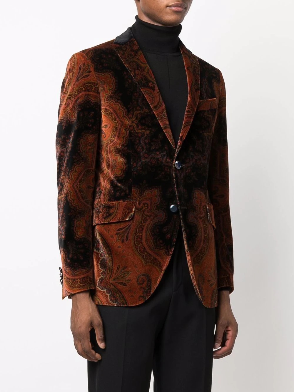 paisley-print velvet blazer - 3