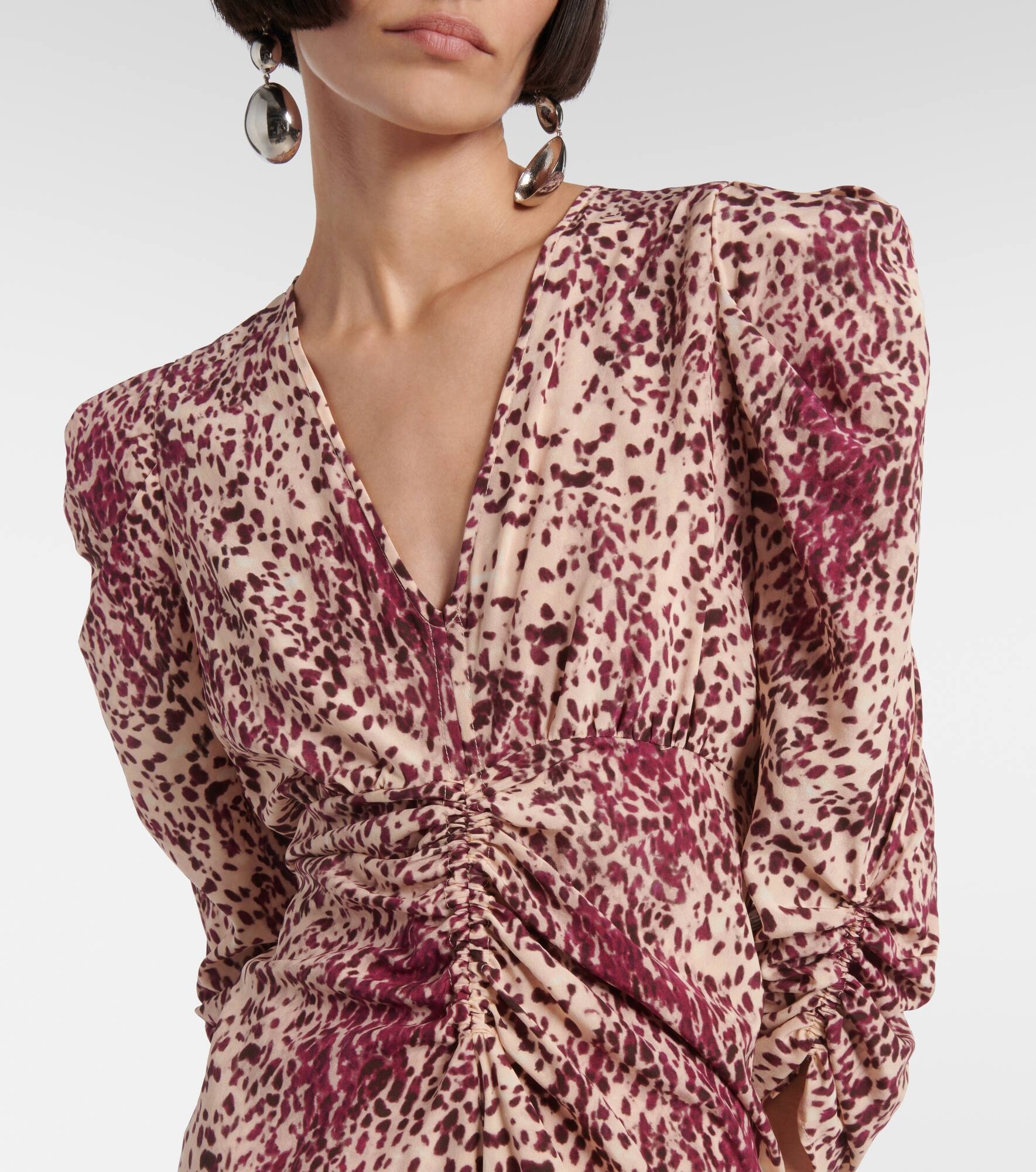 Albini gathered silk-blend midi dress - 4