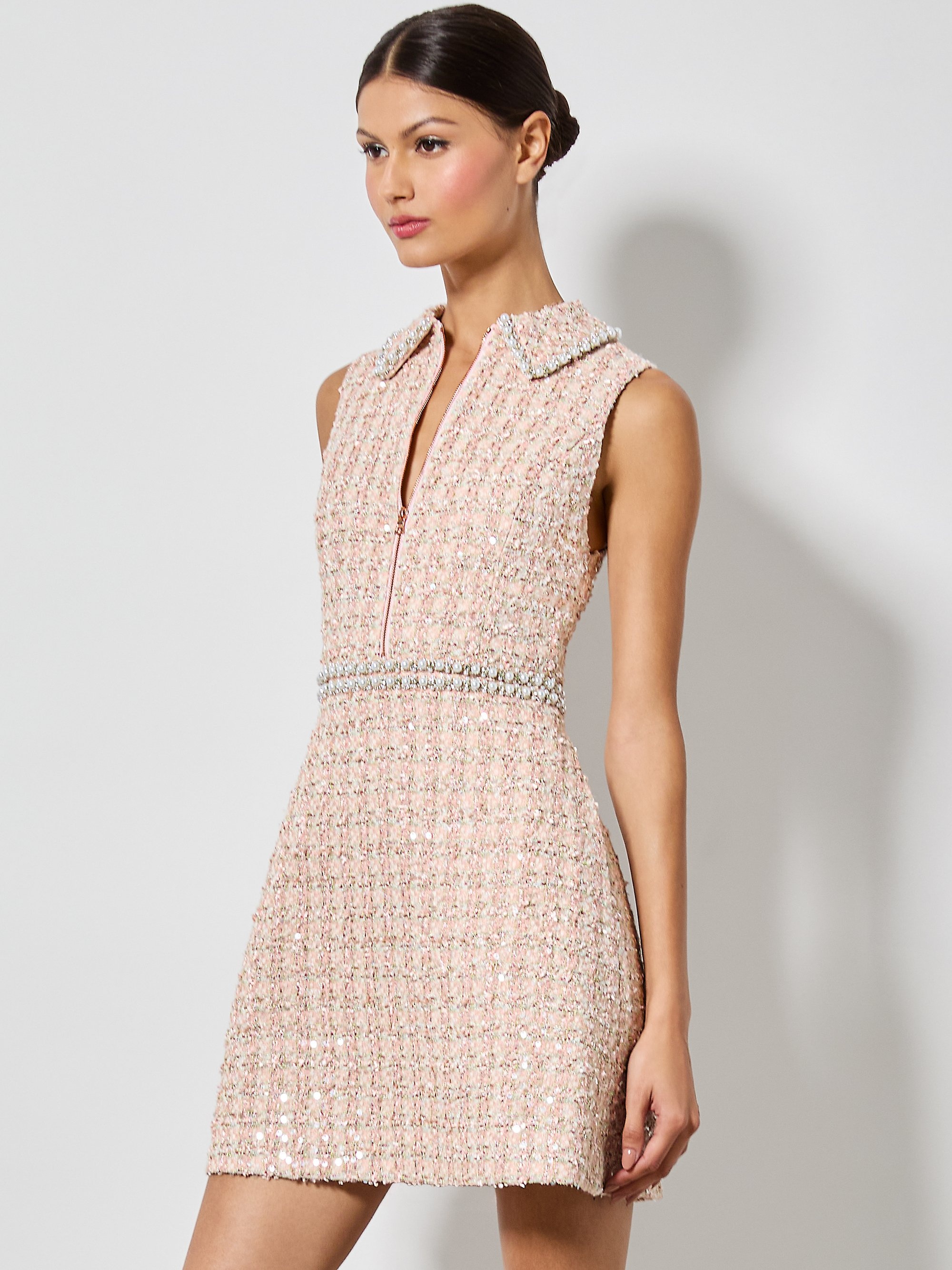 ELLIS EMBELLISHED COLLARED ZIP FRONT DRESS - 5