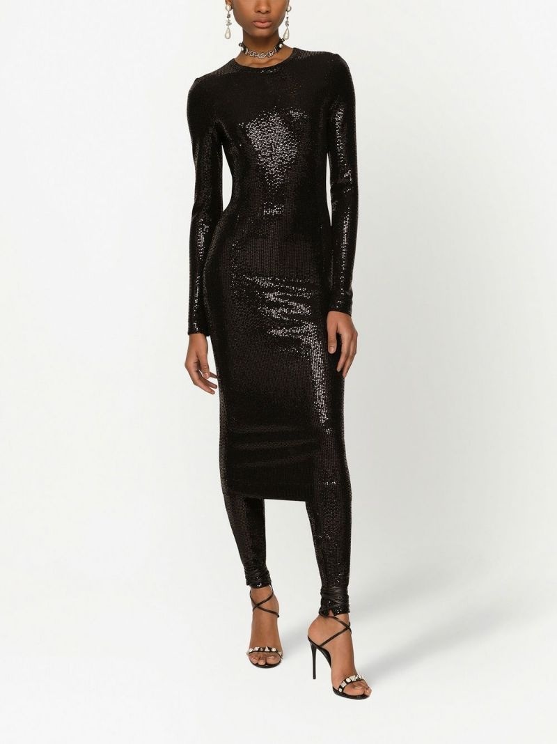 sequin long-sleeve midi dress - 3