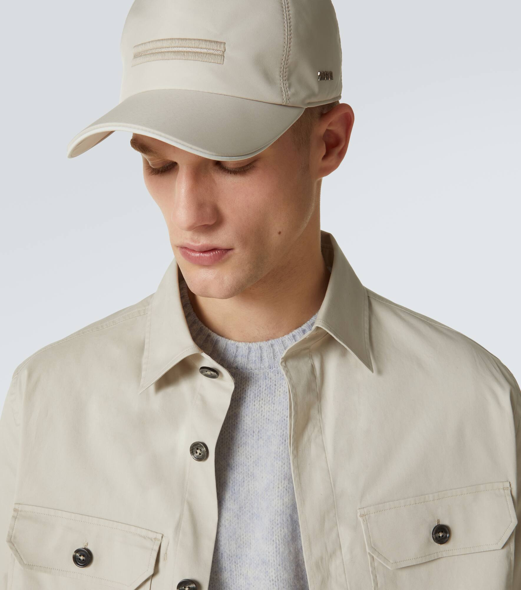 Logo leather-trimmed baseball cap - 3