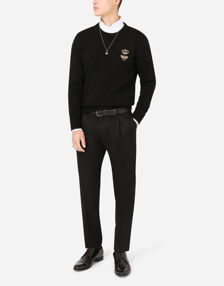 Round-neck wool sweater with embroidery - 6