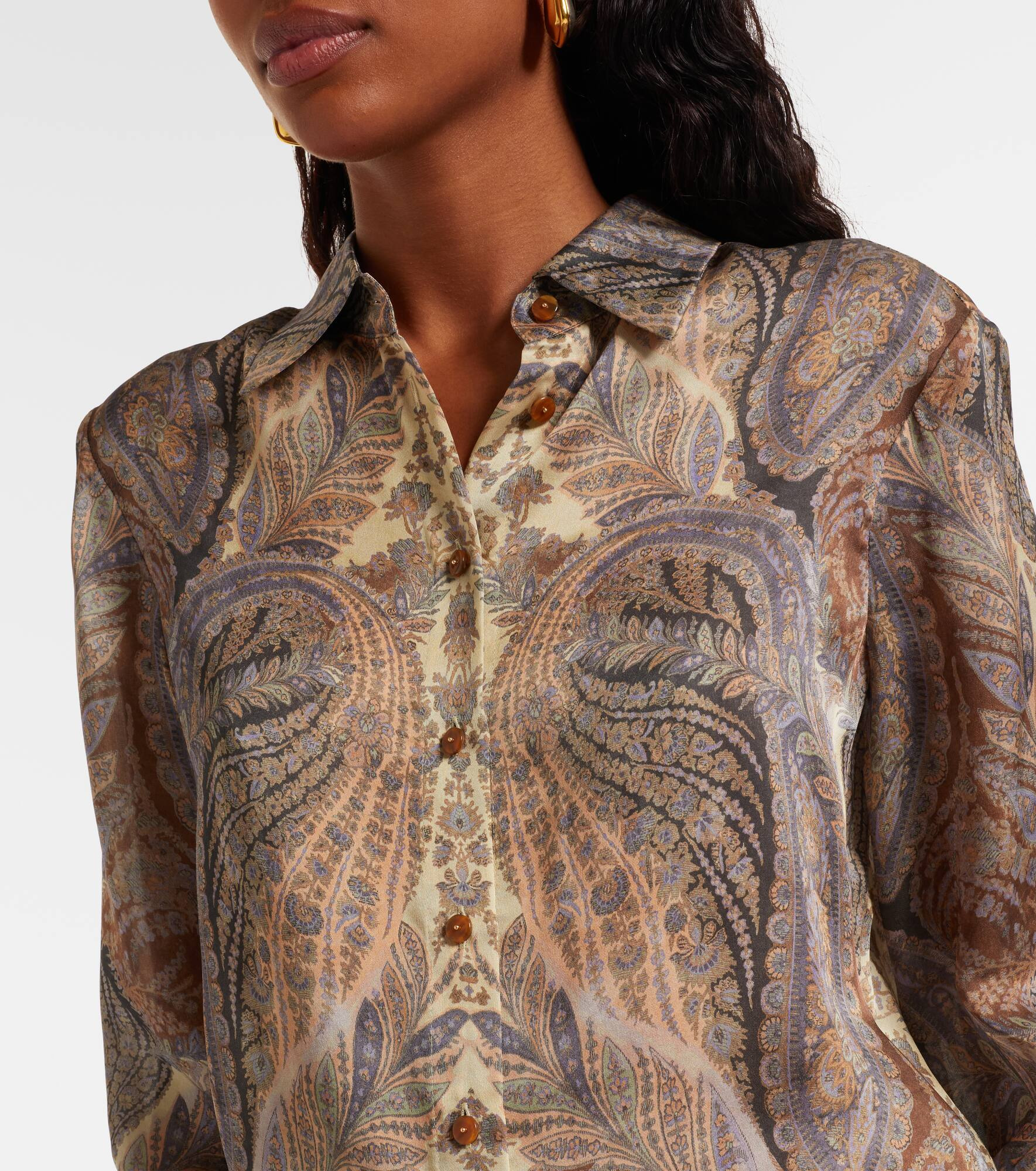 Hypnotic paisley silk satin shirt - 4