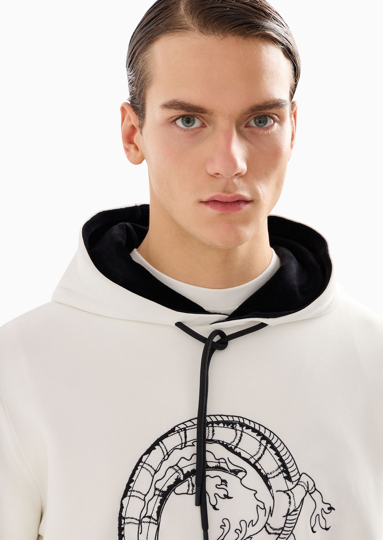 Double-jersey hooded sweatshirt with dragon embroidery - 9