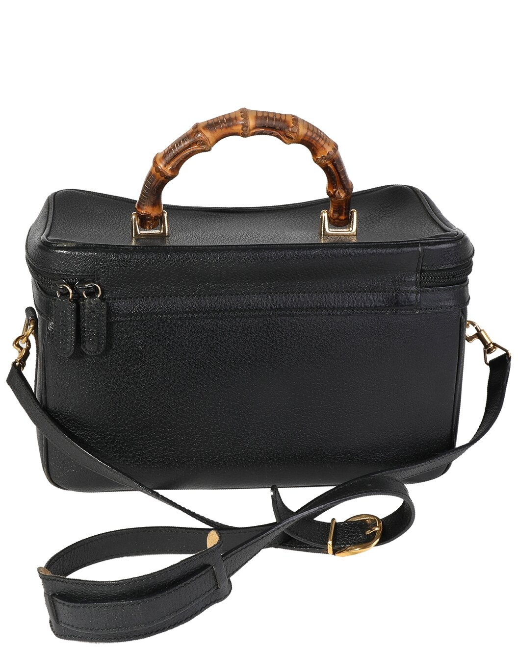 Gucci Black Leather Bamboo Handle Vanity Bag (Authentic Pre-Loved) - 2