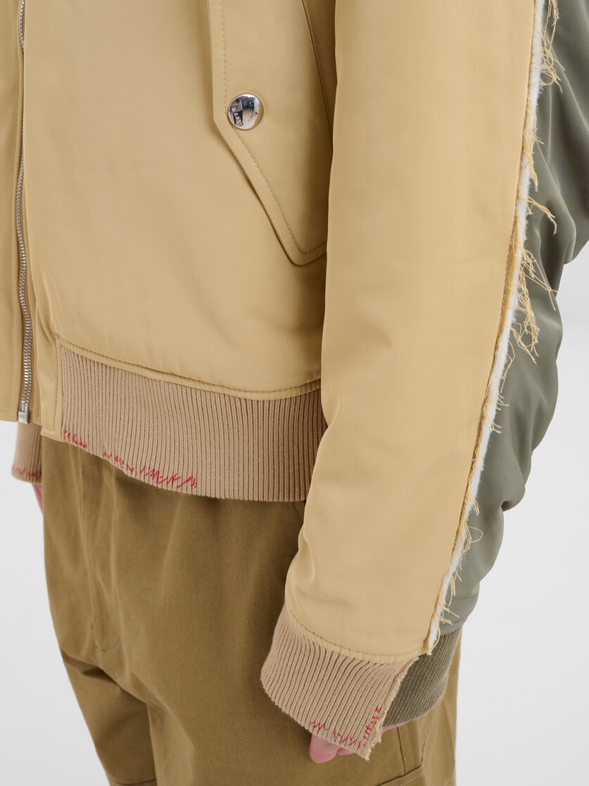 BEIGE TWILL BOMBER JACKET WITH CONTRAST BACK - 5