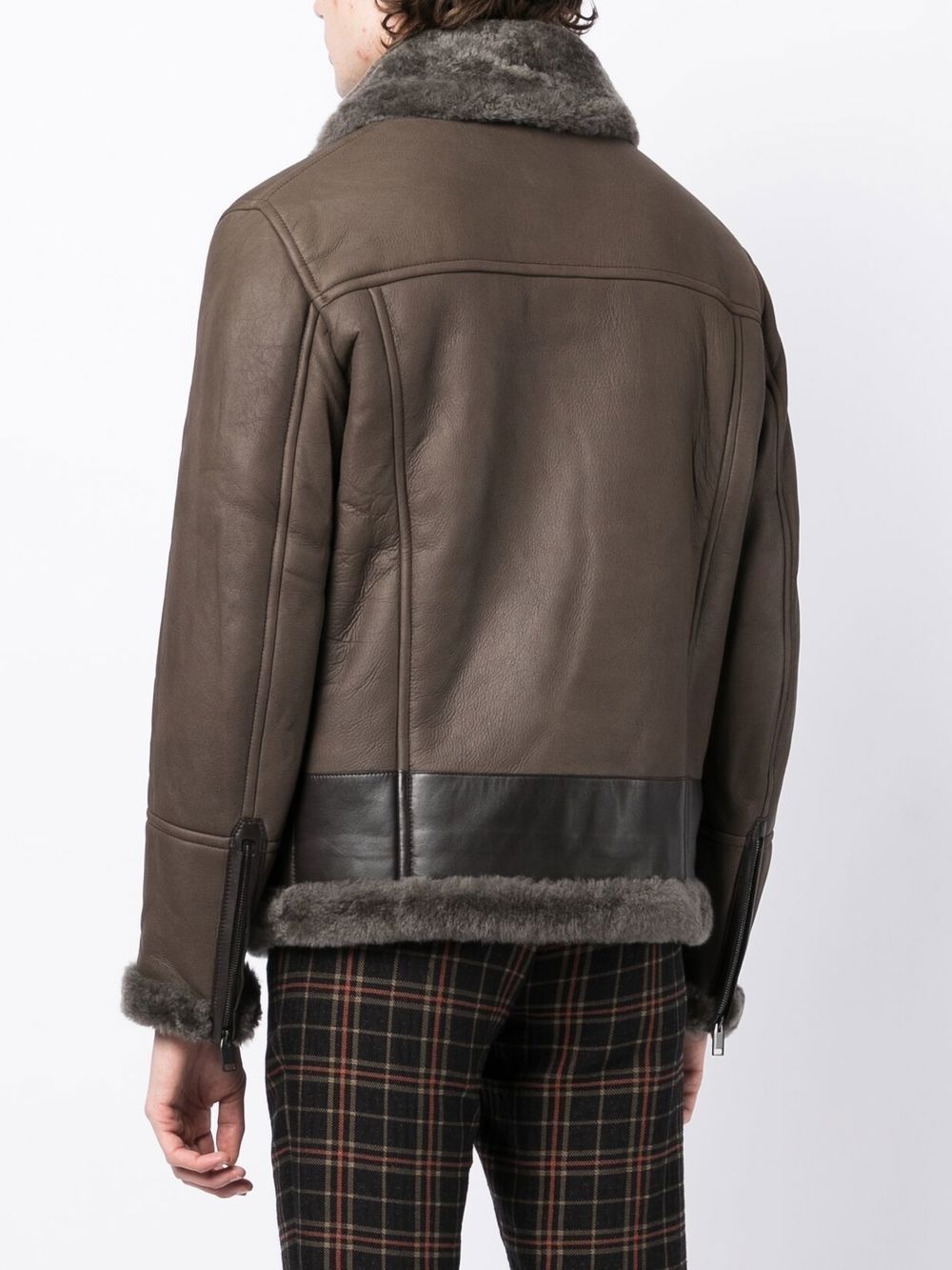 shearling  panelled lambskin jacket - 4