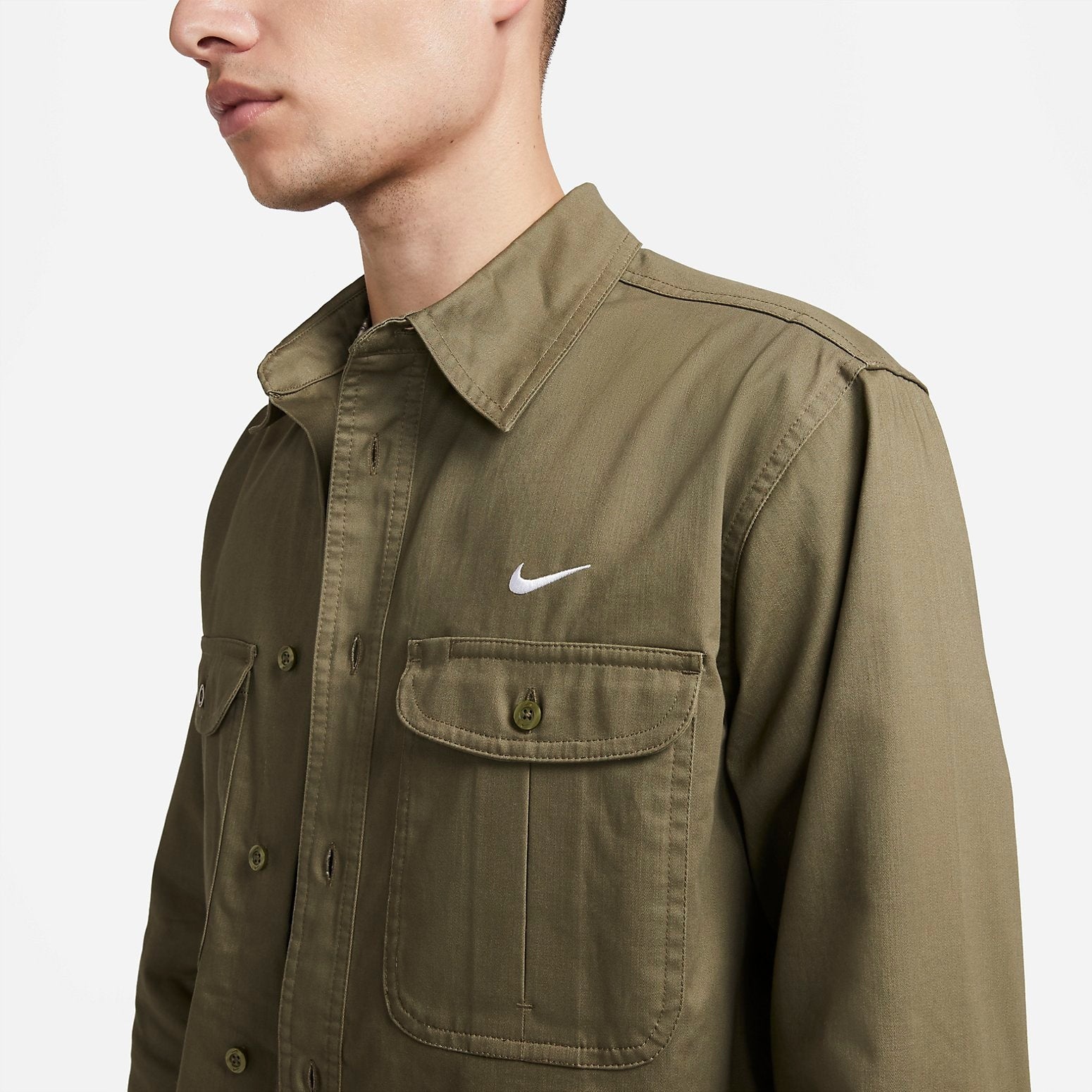 Nike SB Woven Skate Long-Sleeve Button Down 'Olive' DQ6288-222 - 2