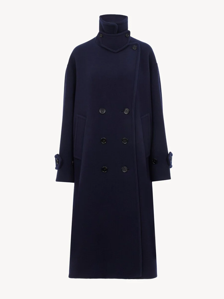 DOUBLE-BREASTED OVERSIZED LONG COAT IN WOOL - 1