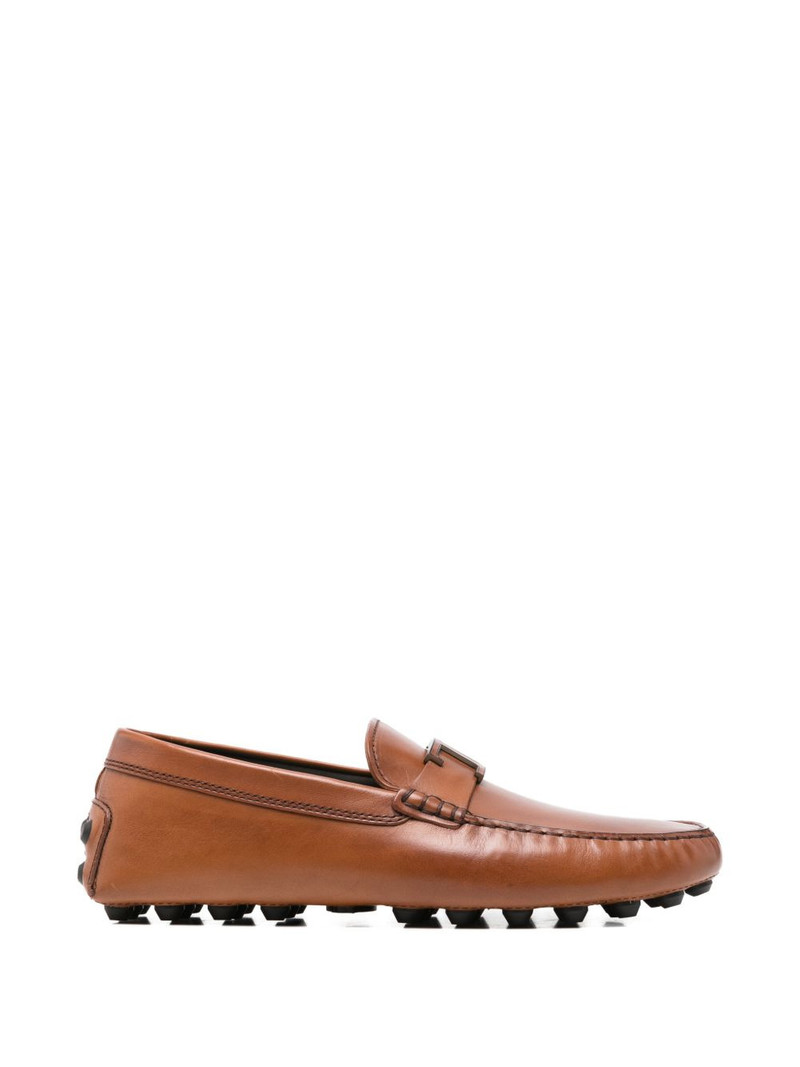 logo-plaque leather loafers 1