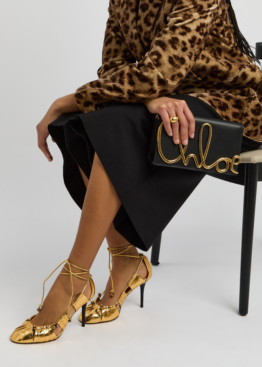 Chloe Luna 100 Cut-out Metallic-leather Pumps - 5