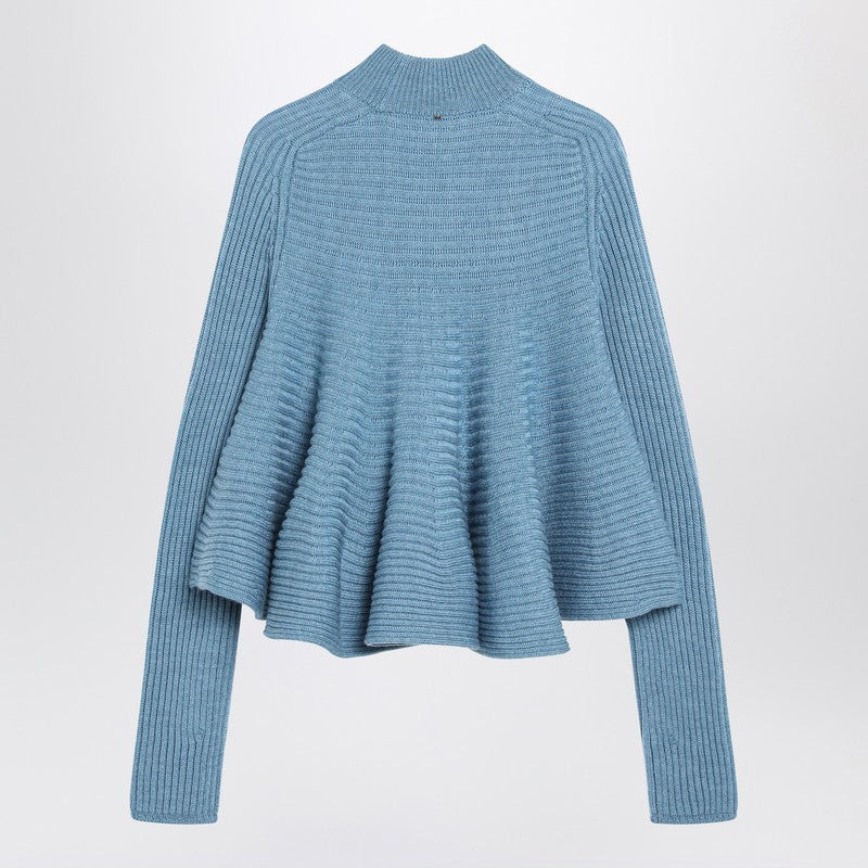Sportmax Baby-Doll Blue Knit Top In Wool Women - 2
