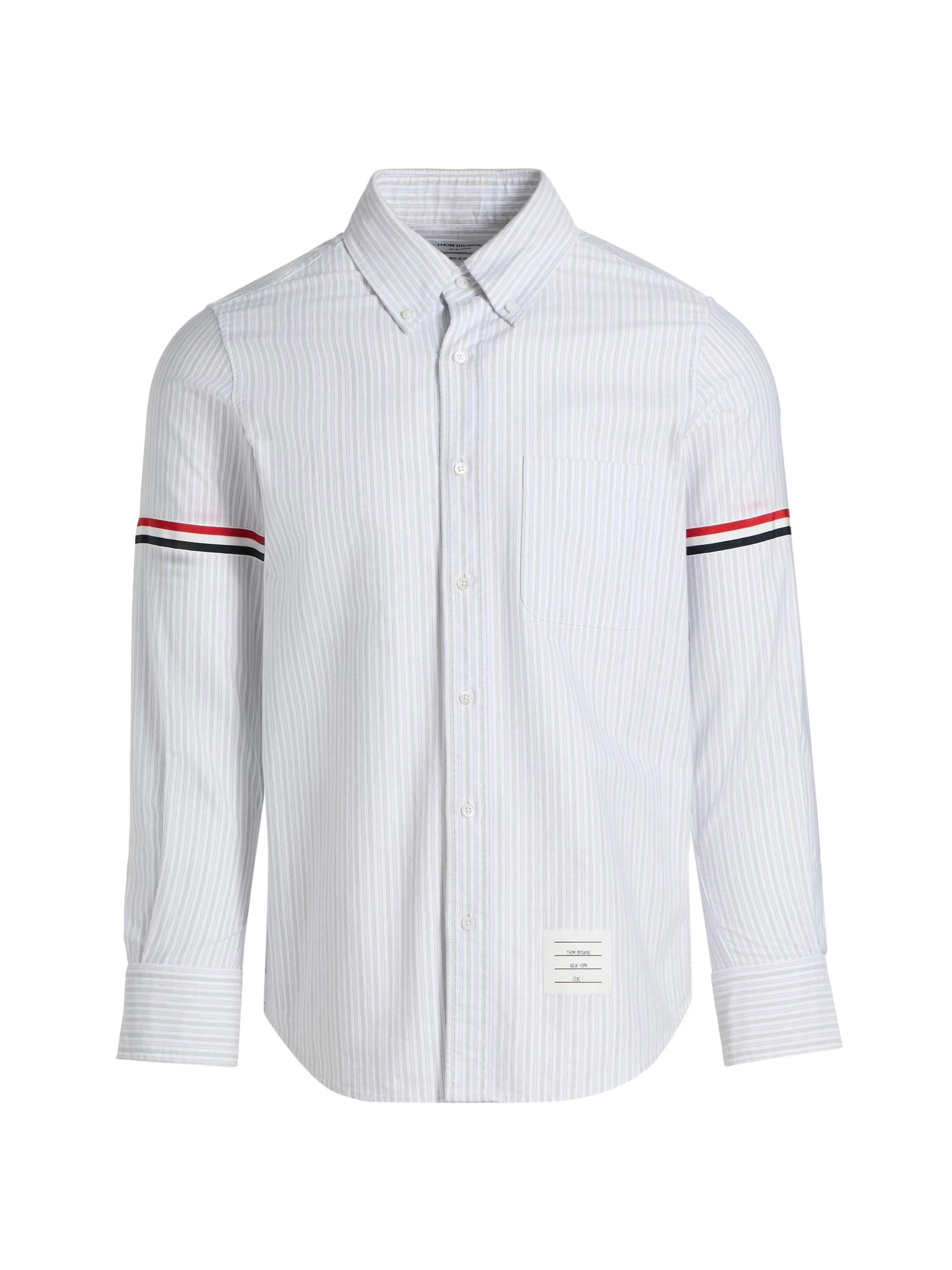 Men's Striped Cotton Poplin Shirt - Med Grey - 1