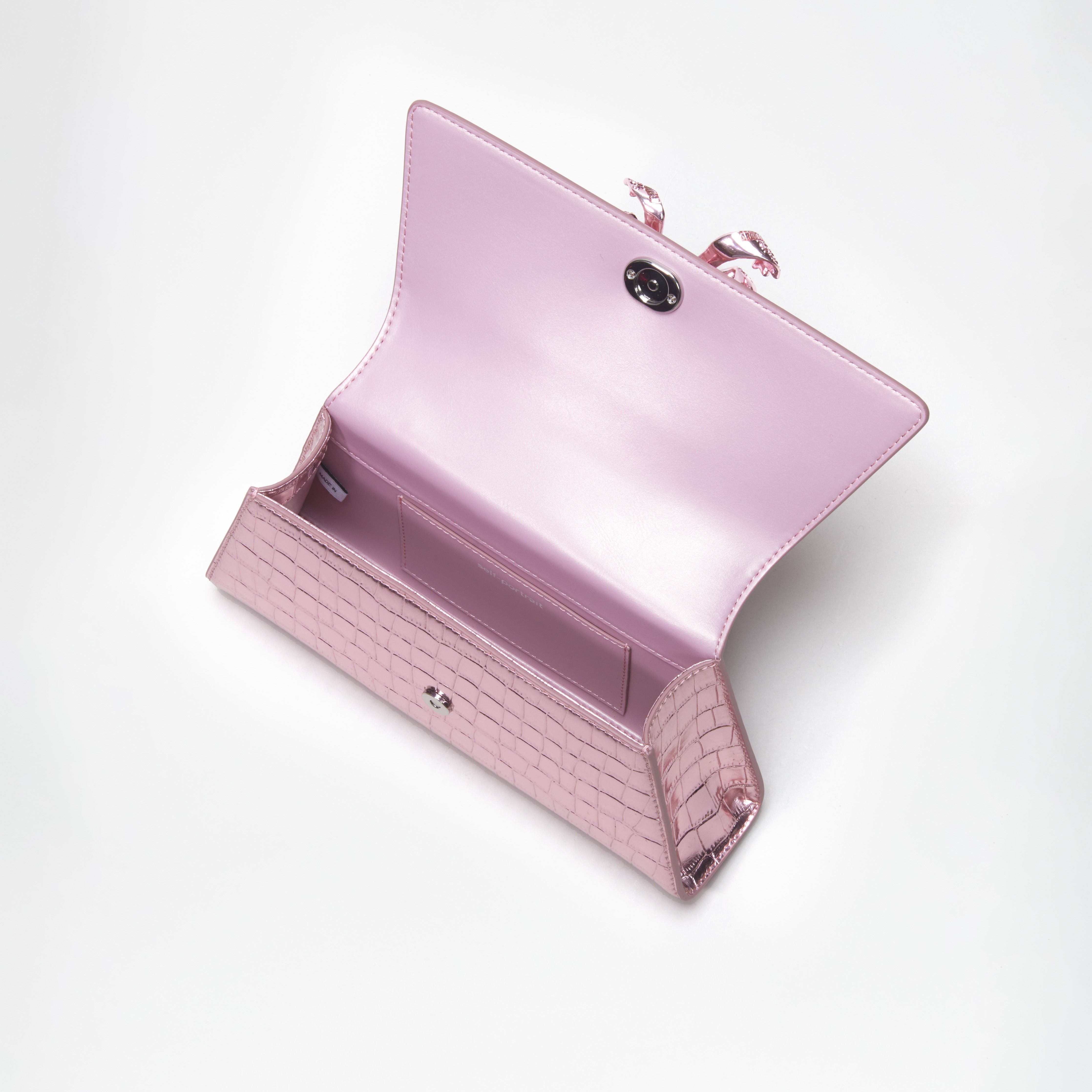 Pink Metallic Bow Mini Shoulder Bag - 4