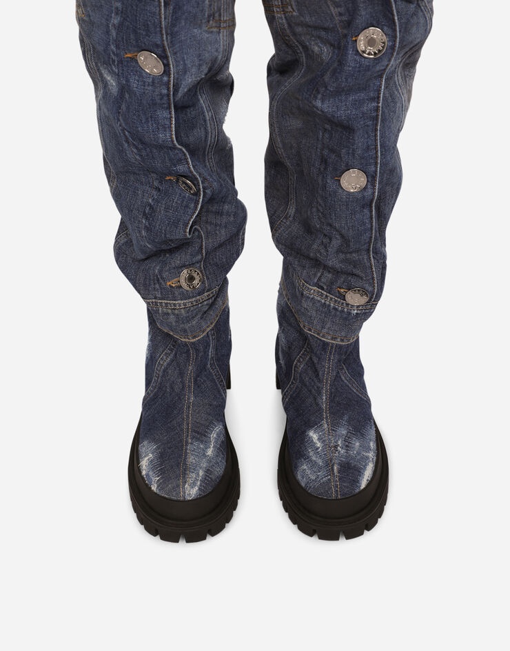 Patchwork denim hi-trekking boots - 4