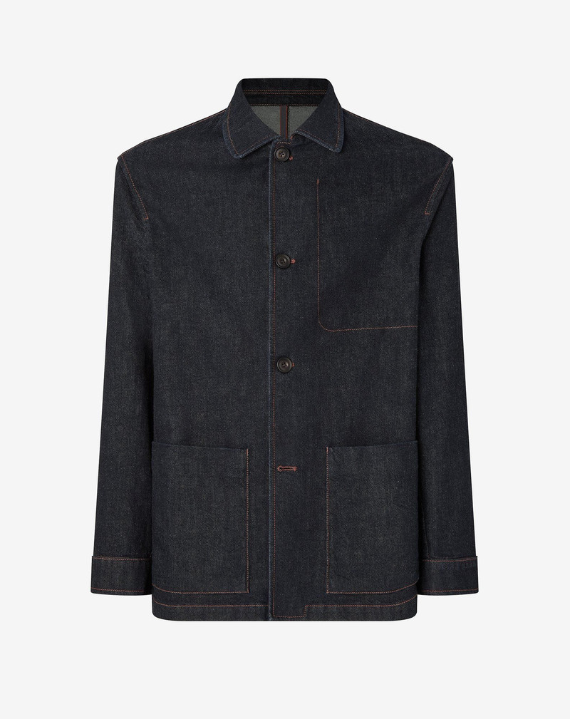 Blue single-breasted denim jacket 1