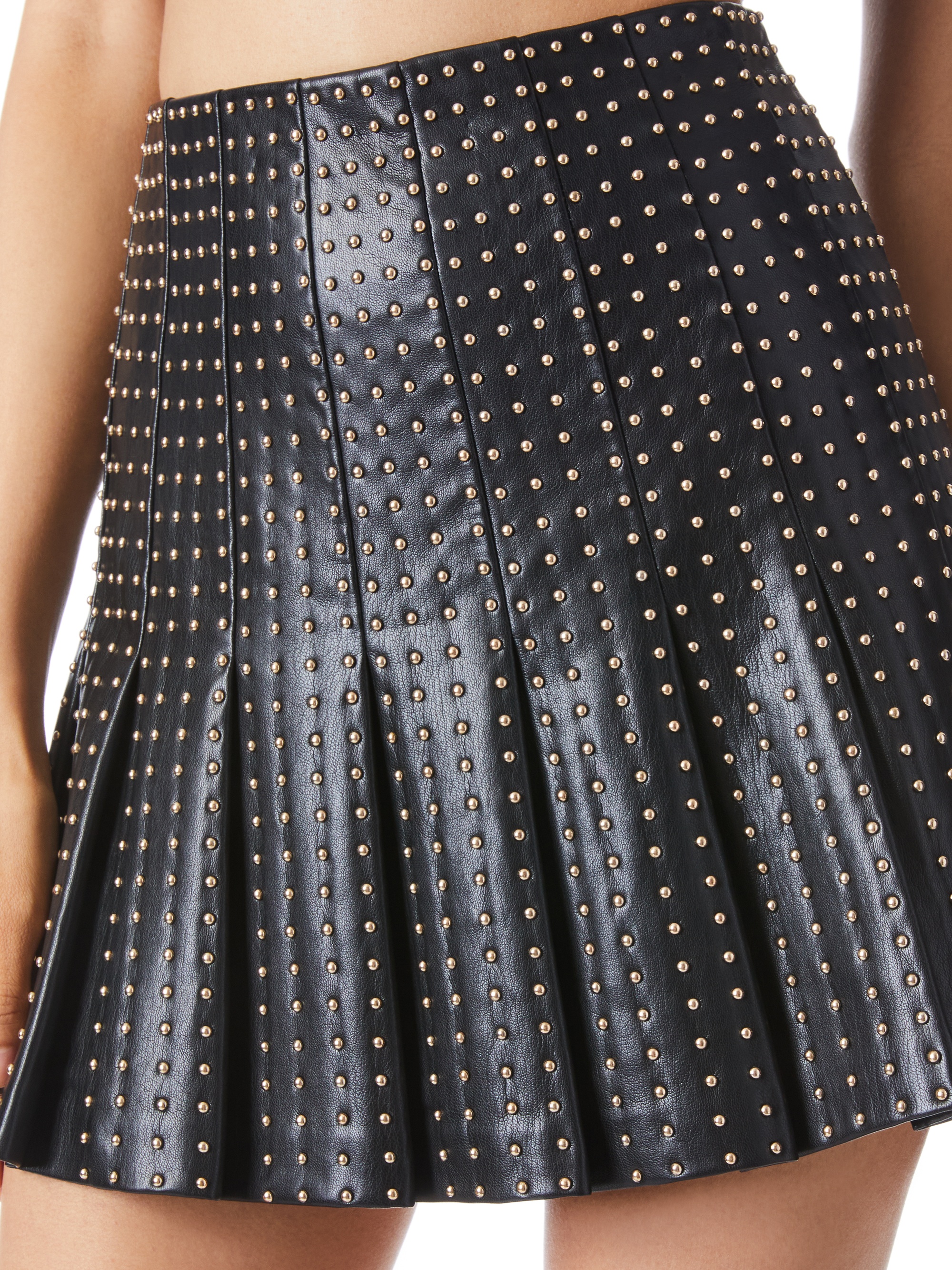 CARTER VEGAN LEATHER STUDDED MINI SKIRT - 5