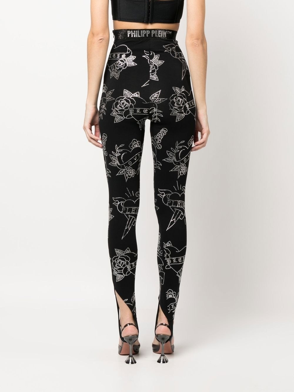 Love-print stirrup leggings - 4
