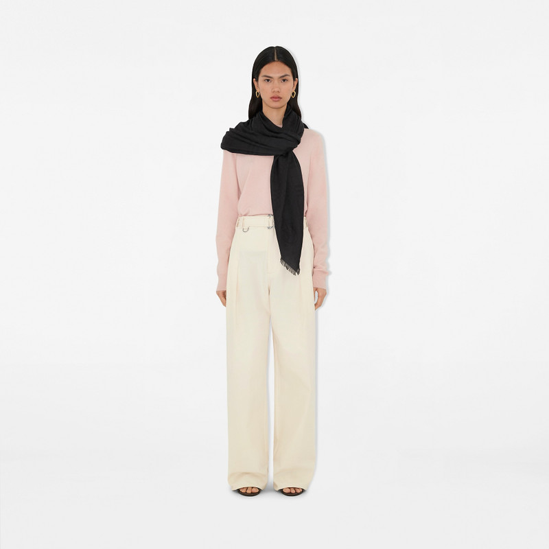 Wide Check Wool Silk Scarf 3