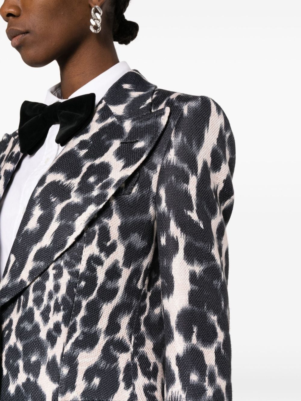 leopard-print blazer - 5