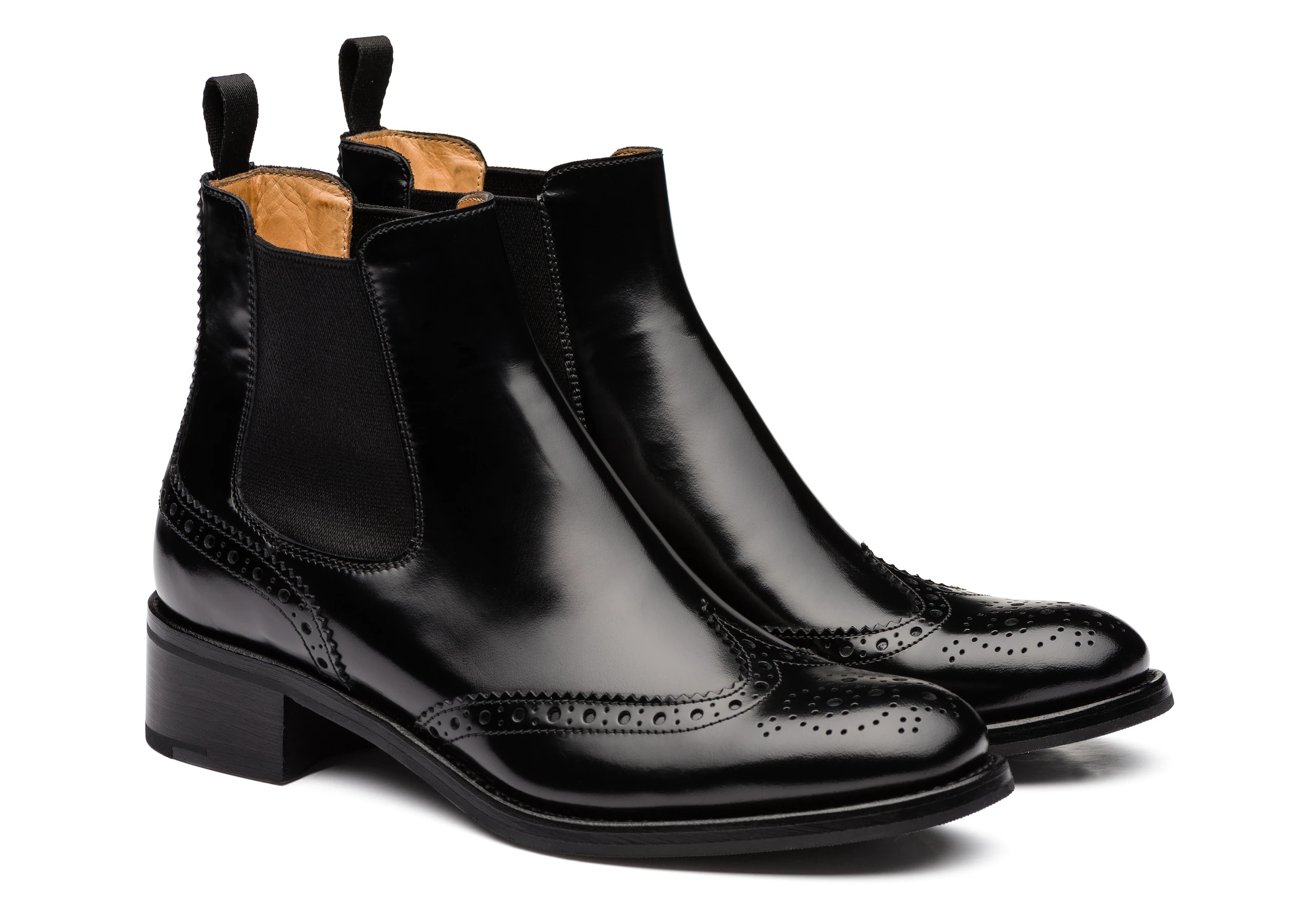 Church's Estella r Polished Fumè Chelsea Boot Brogue Black 