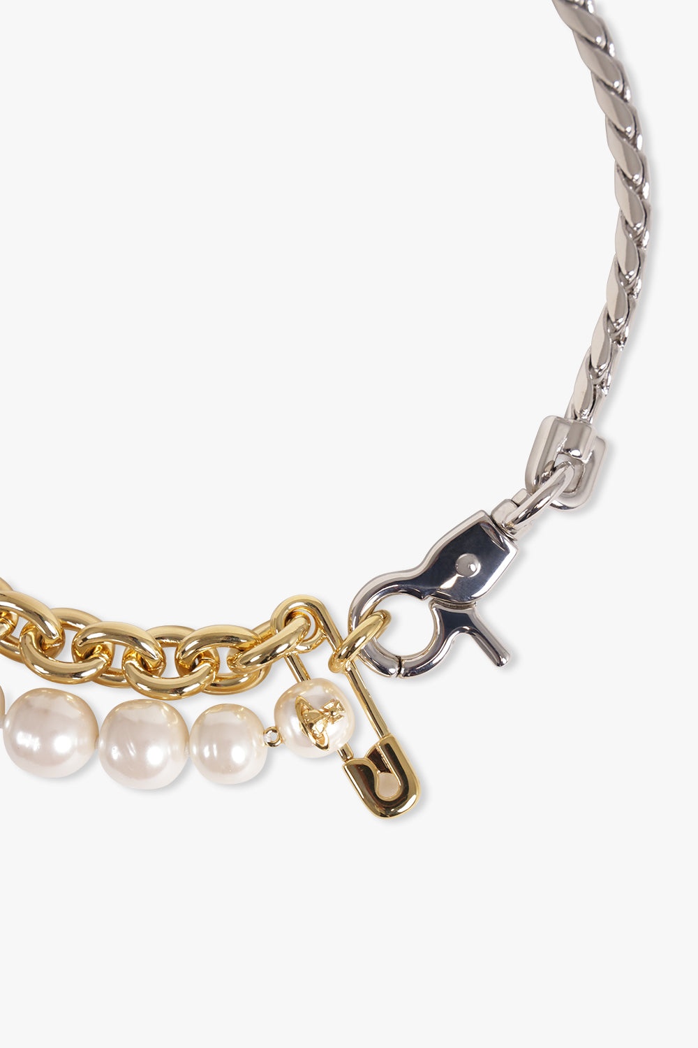 CLAUDE LARGE SAFETY PEARL NECKLACE | GOLD/SILVER/WHITE - 2