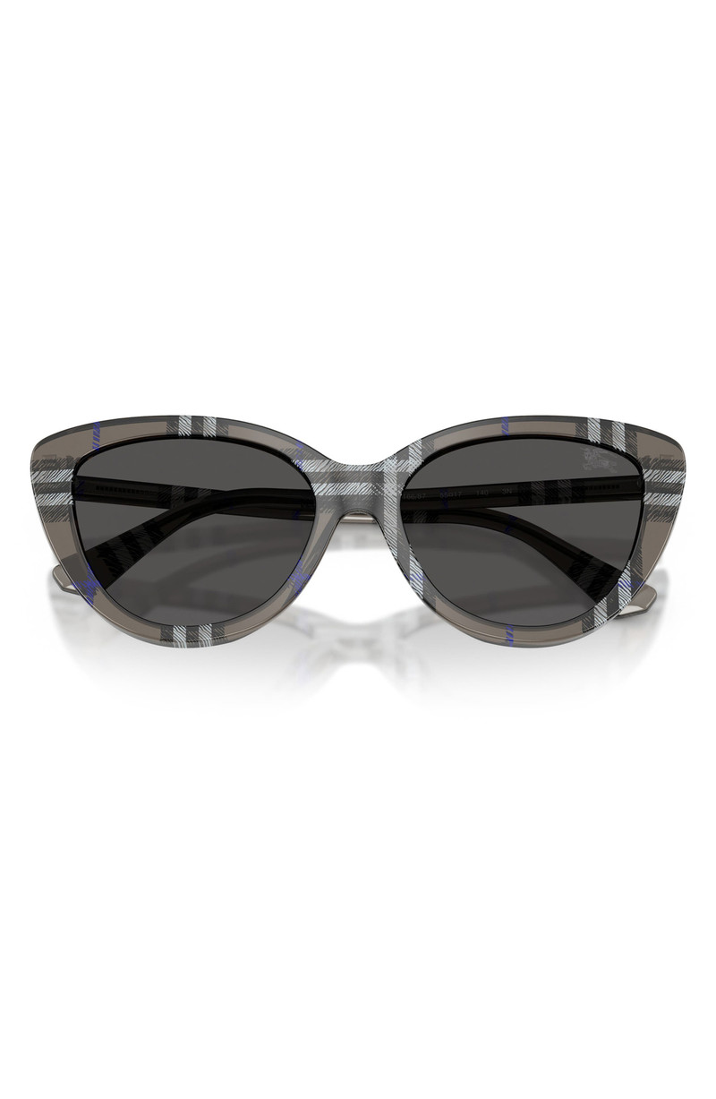 burberry 55mm Cat Eye Sunglasses in Check Lichen/dark Grey 3