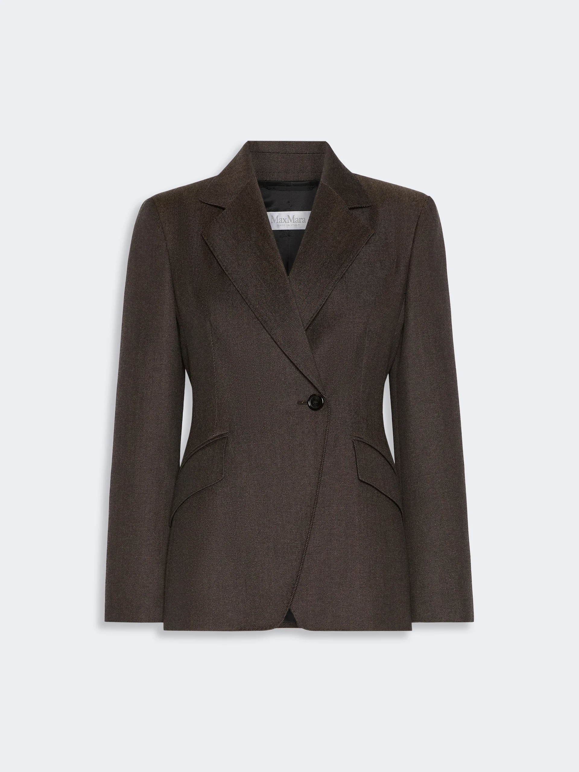 NEUTRO Denim-look wool fitted-waist blazer - BLACK - 1