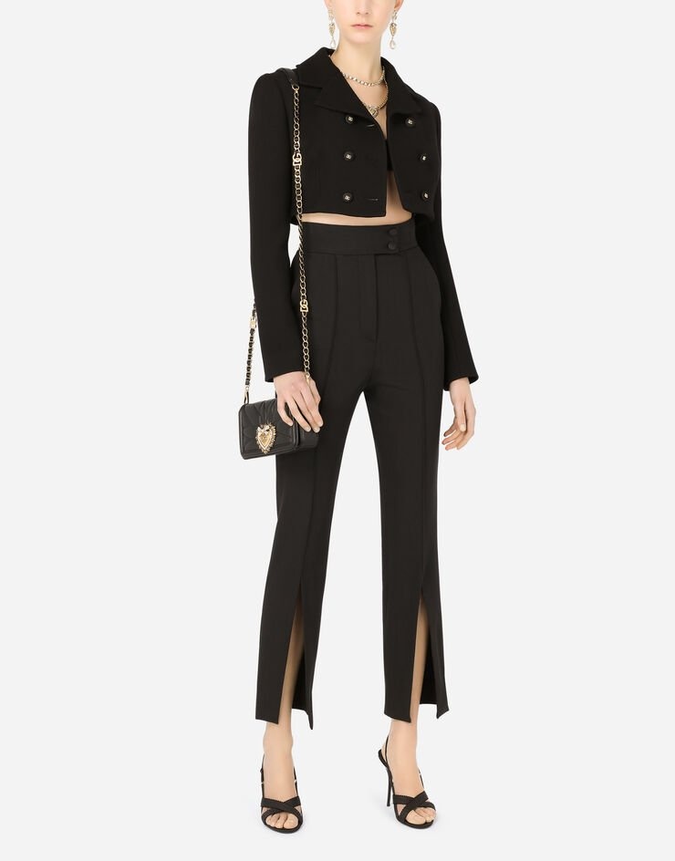 Textured fabric pants with slit on hem - 6