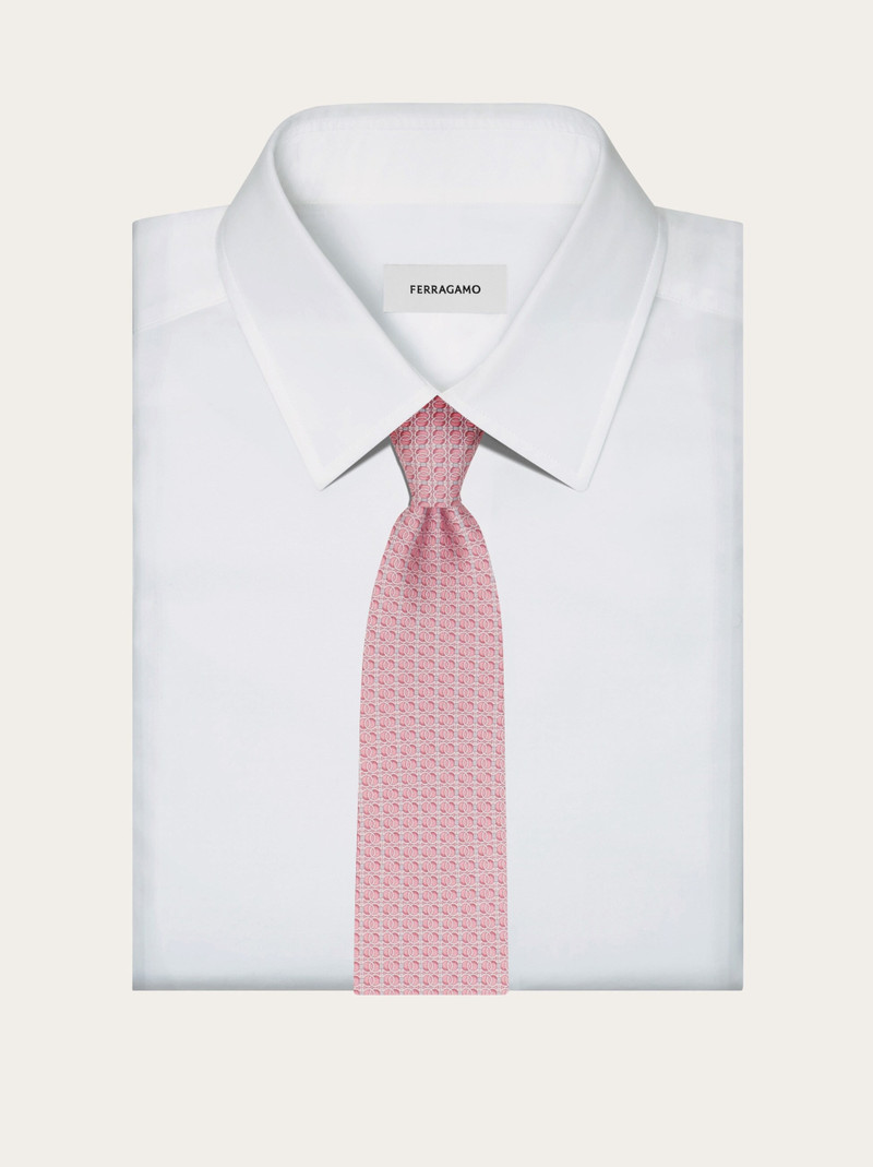 Gancini chain print silk tie 4