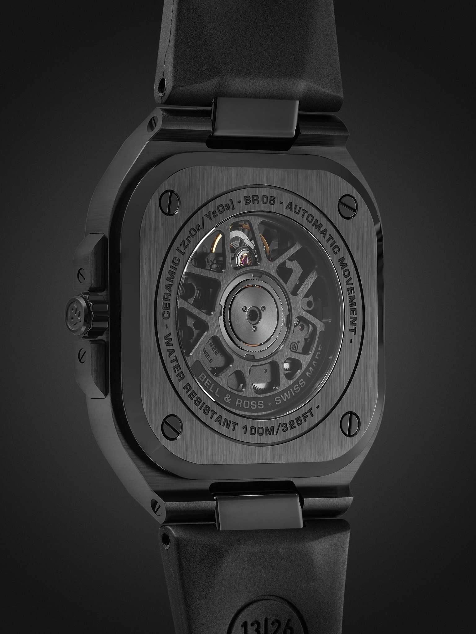 BR 05 Skeleton Automatic 41mm Black Ceramic and Rubber Watch, Ref. No. BR05A-BL-SK-CE/SRB - 5