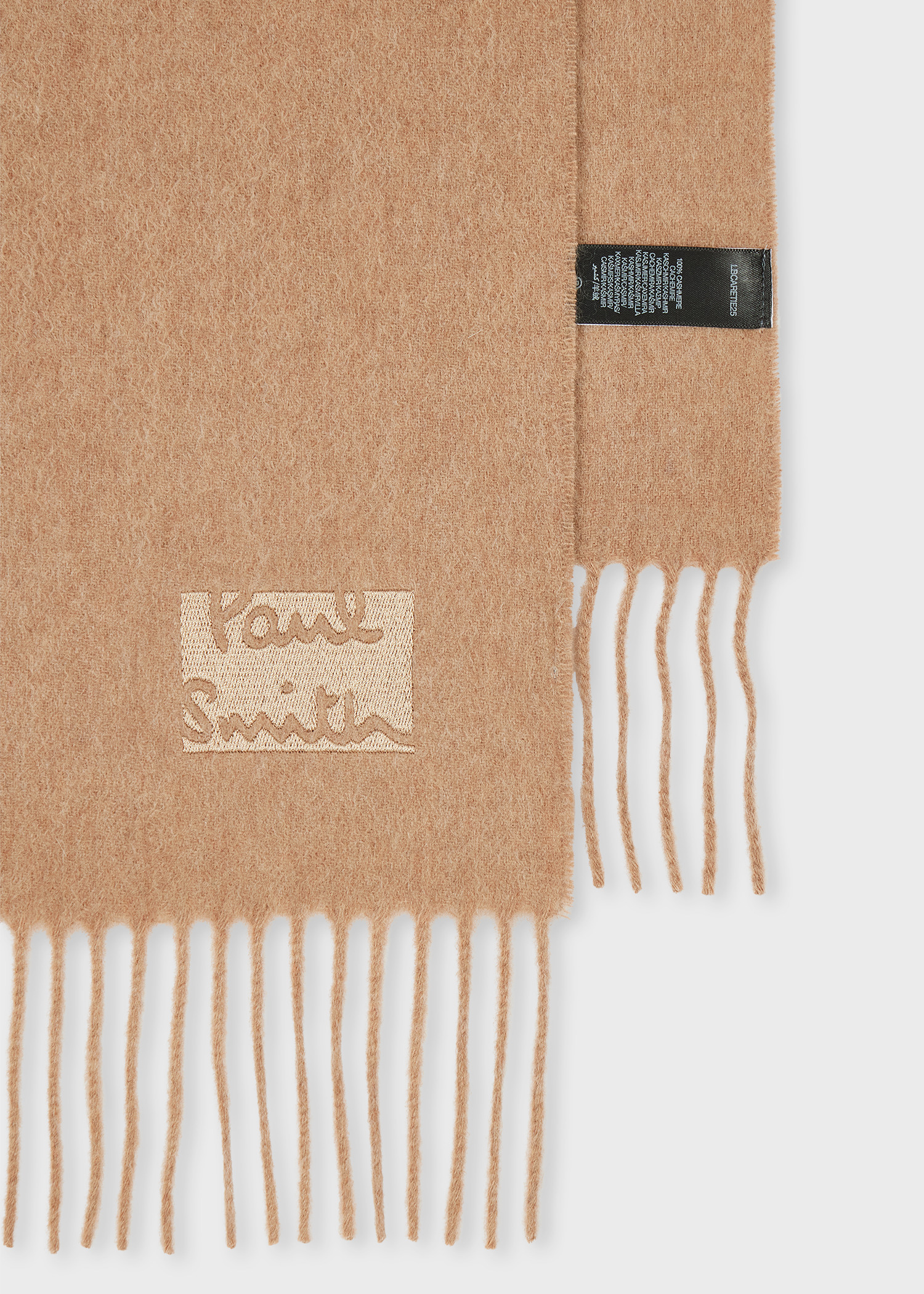 Tan Cashmere Logo Scarf - 2