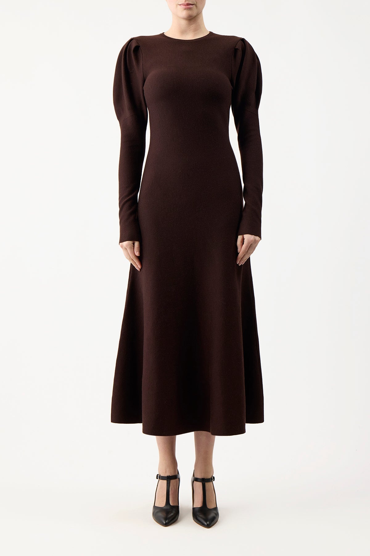 Hannah Dress in Chocolate Merino Wool - 2