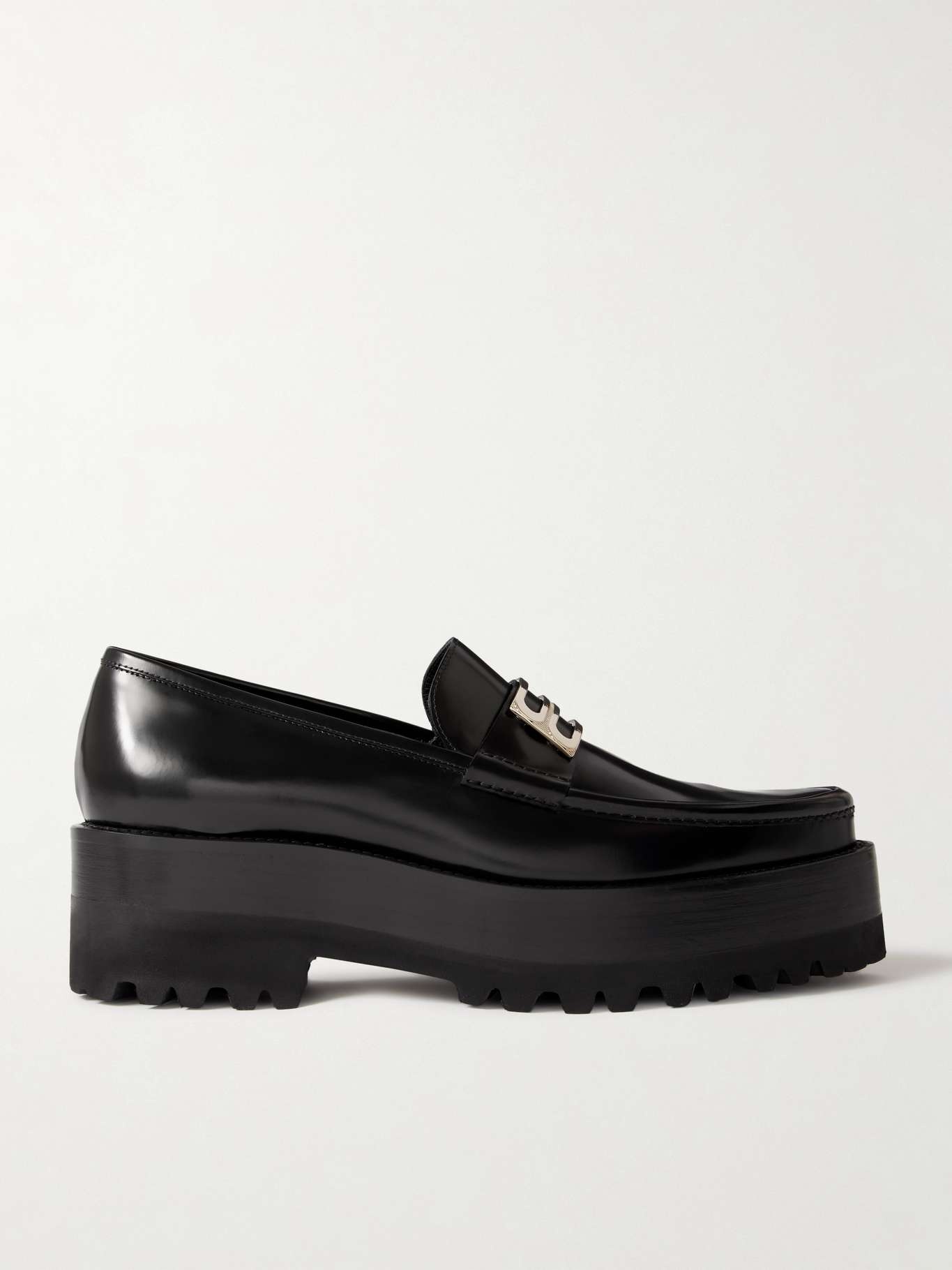 Embellished leather platform loafers - 1